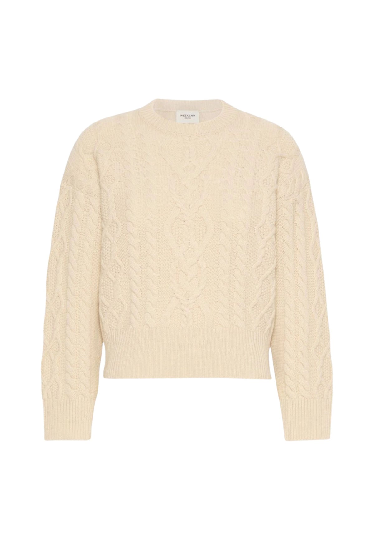 Maglia donna Weekend Max Mara in lana a trecce color ghiaccio 