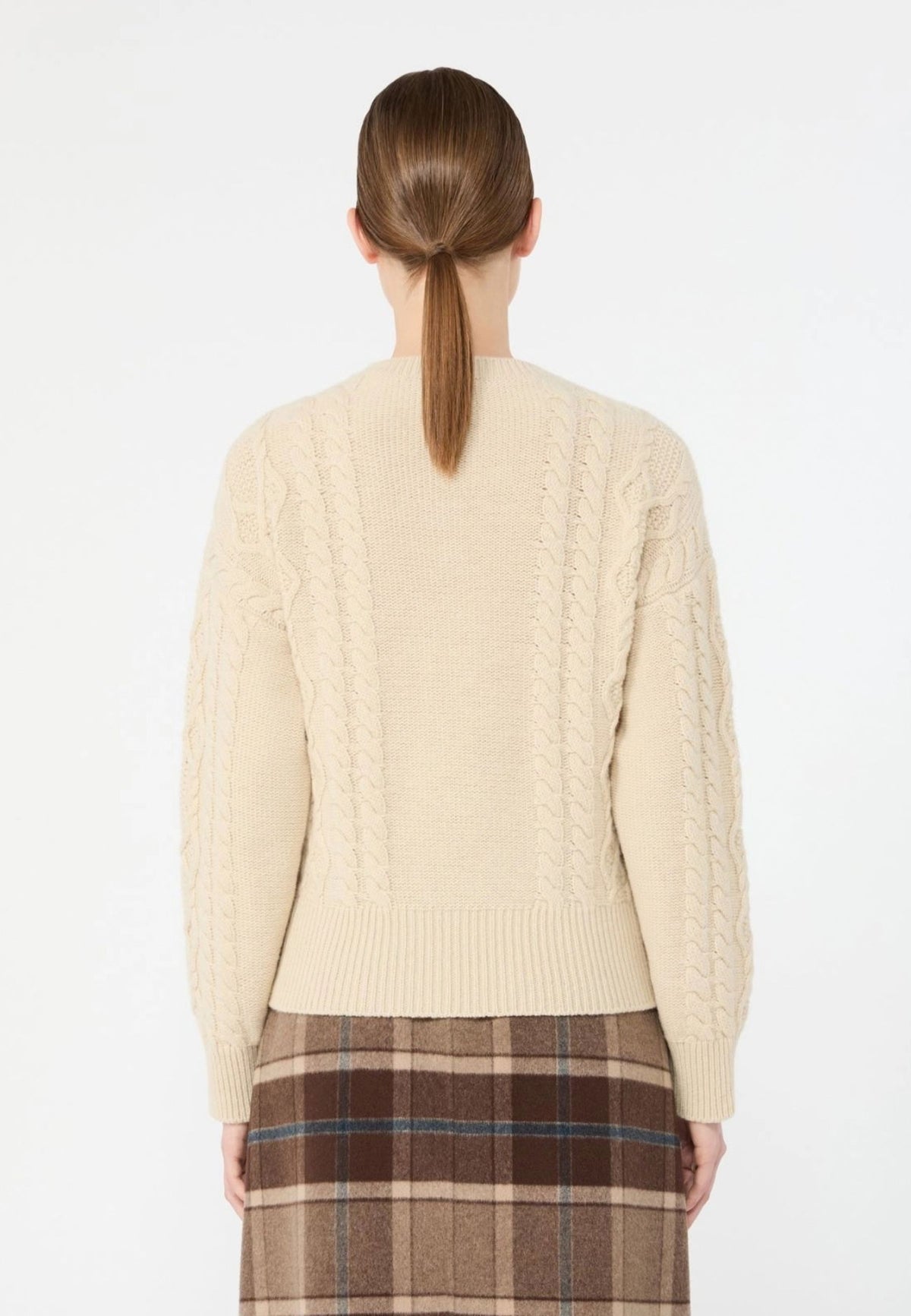 Maglia donna Weekend Max Mara in lana a trecce color ghiaccio 