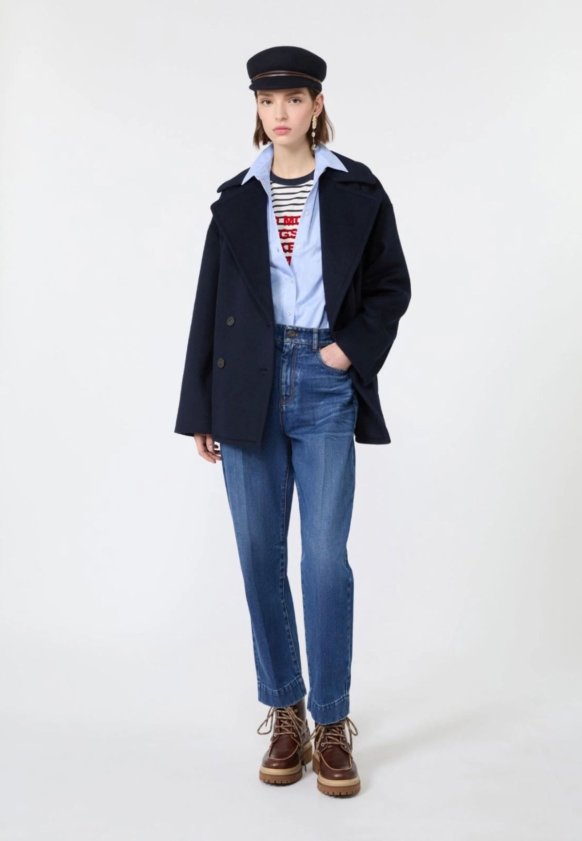 Weekend Max Mara caban doppiopetto in lana blu 