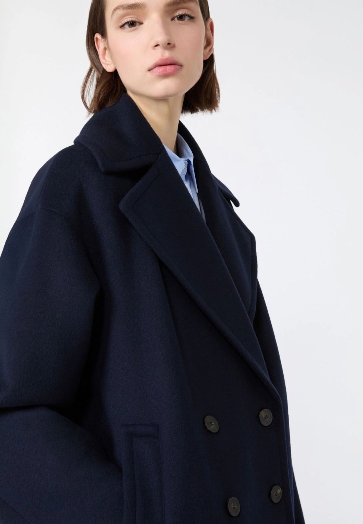 Weekend Max Mara caban doppiopetto in lana blu 