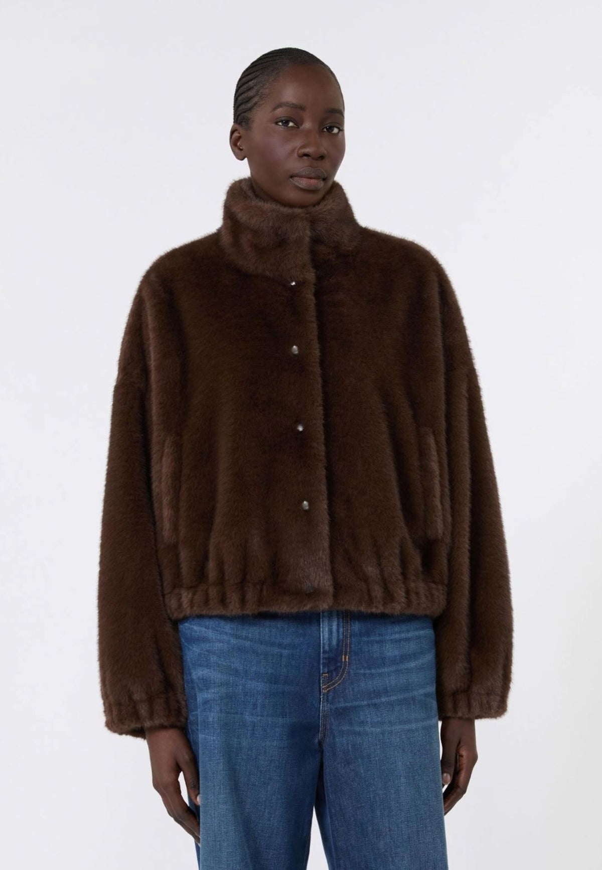 Weekend Max Mara giacca corta dalla texture soffice marrone 