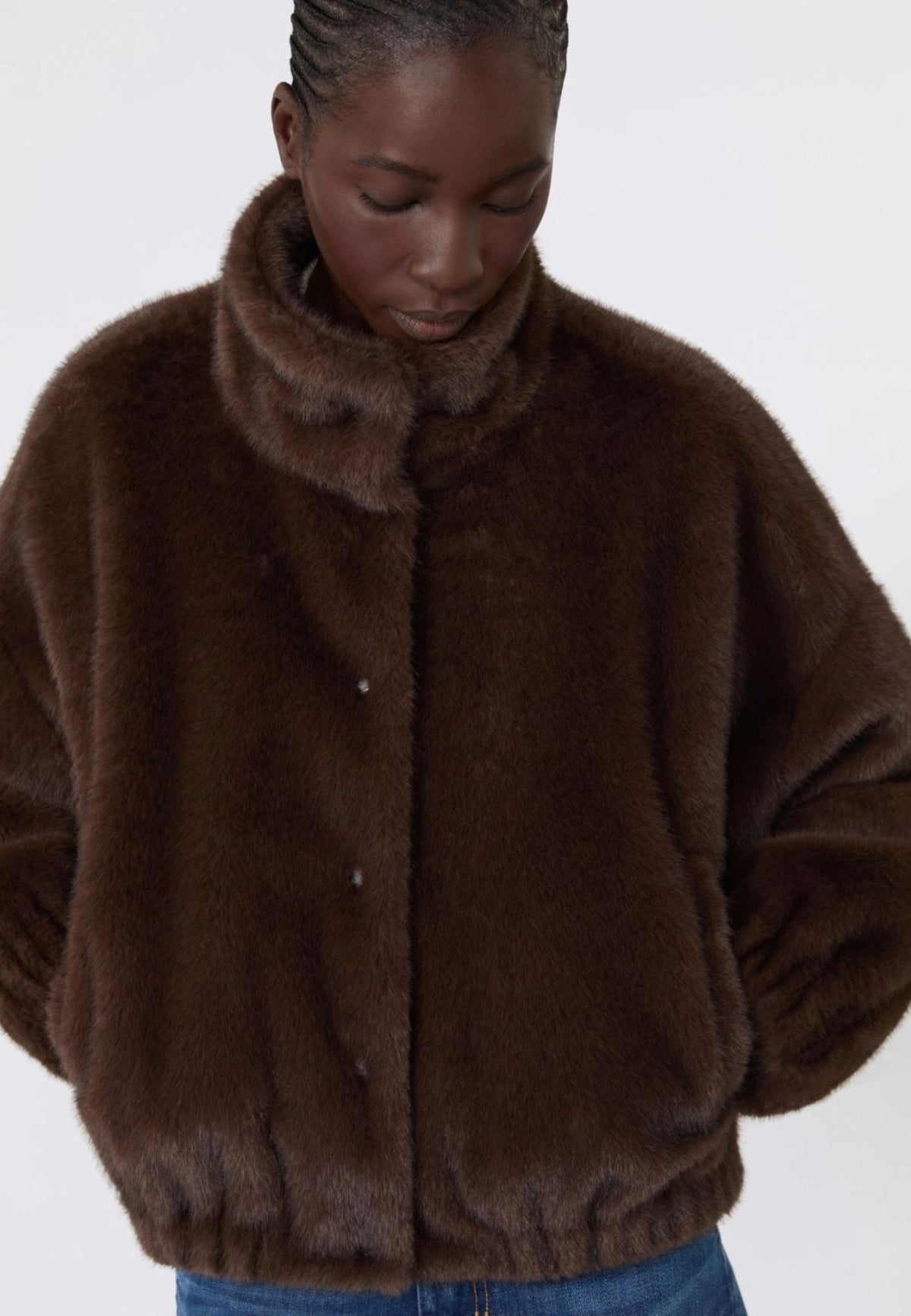 Weekend Max Mara giacca corta dalla texture soffice marrone 