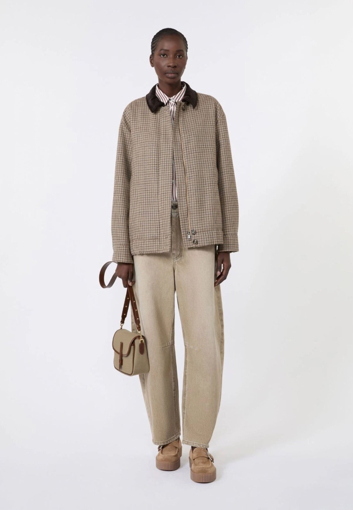 Weekend Max Mara jeans barrel leg beige effetto used 