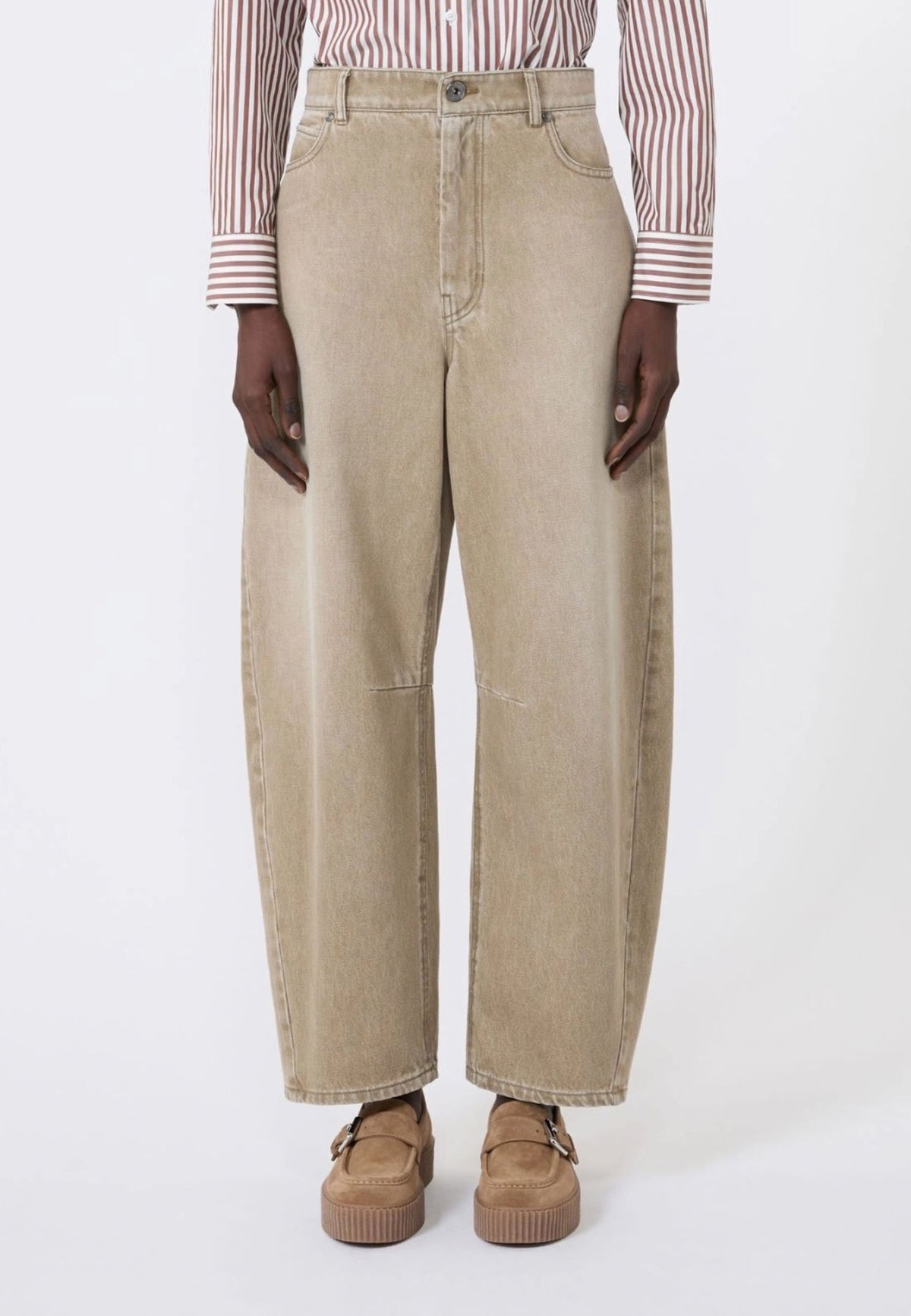 Weekend Max Mara jeans barrel leg beige effetto used 