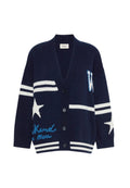 Weekend Max Mara cardigan in lana jacquard blu marino