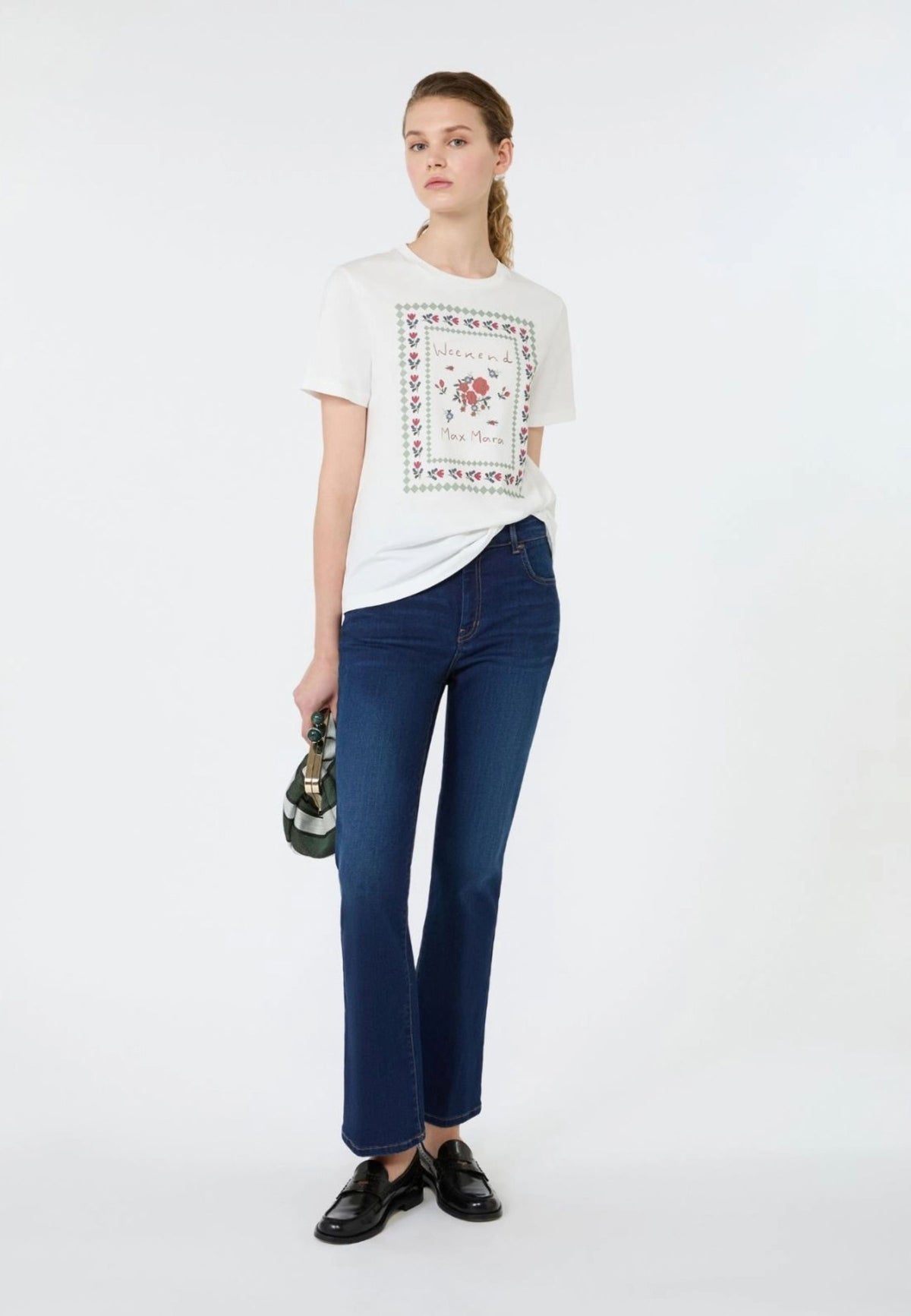 Weekend Max Mara T-shirt bianca in cotone con stampa 