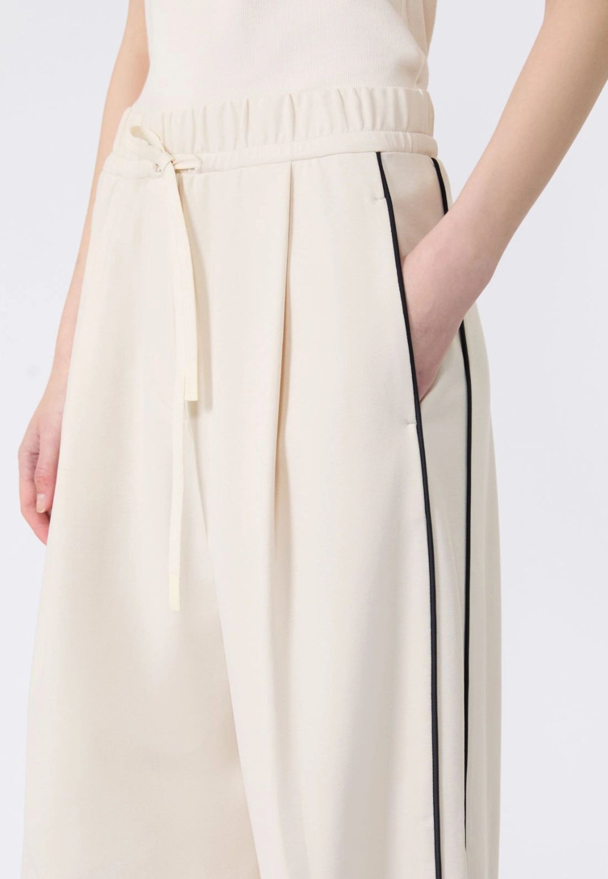 Weekend Max Mara - Pantalone Wide Leg in Jersey con Piping 