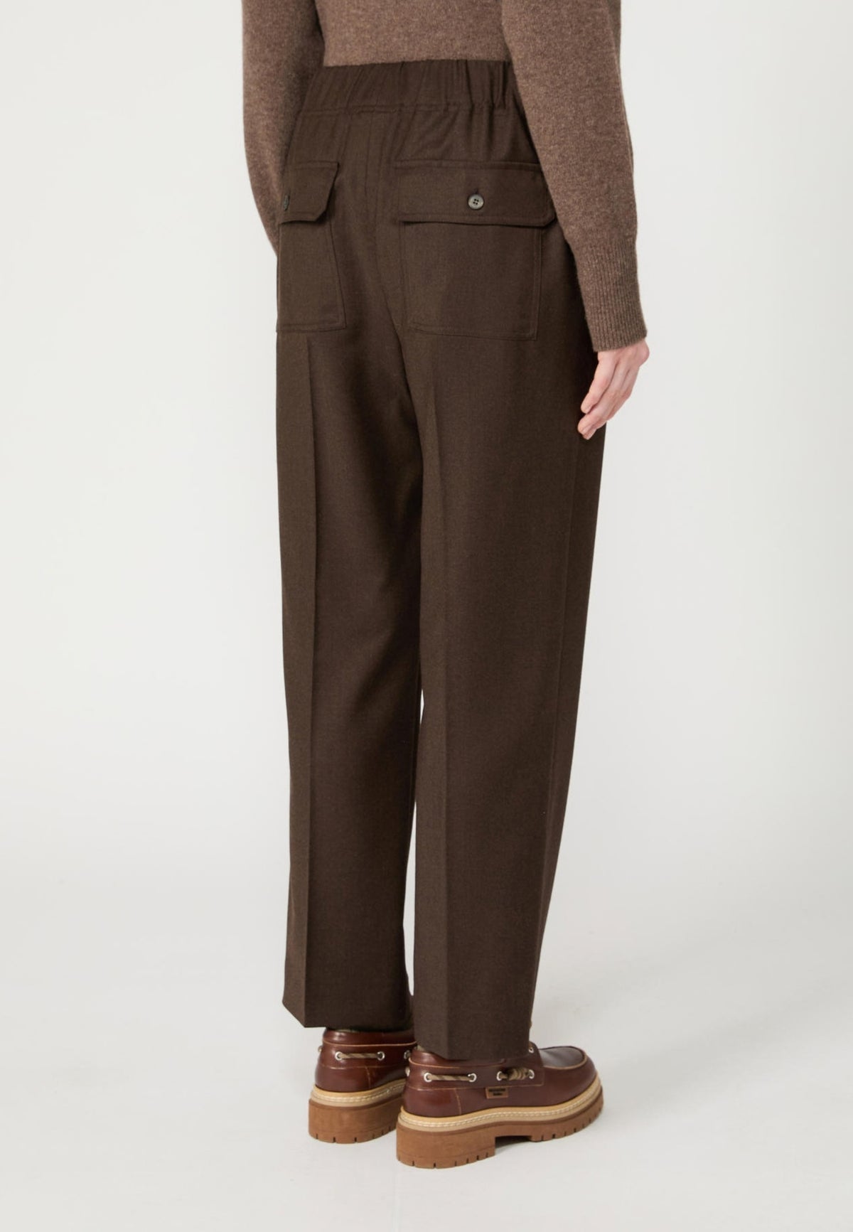 Weekend Max Mara - Pantalone in flanella di lana stretch - Castagna 