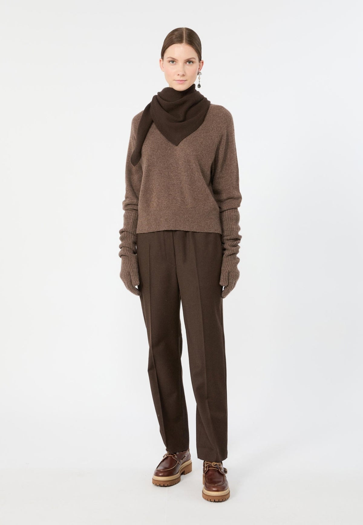 Weekend Max Mara - Pantalone in flanella di lana stretch - Castagna 