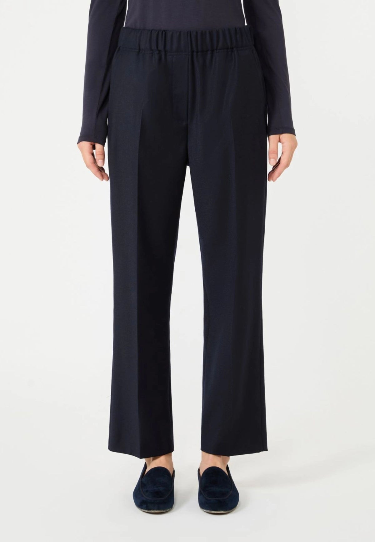 Weekend Max Mara - Pantalone Dritto in Flanella di Lana Stretch 