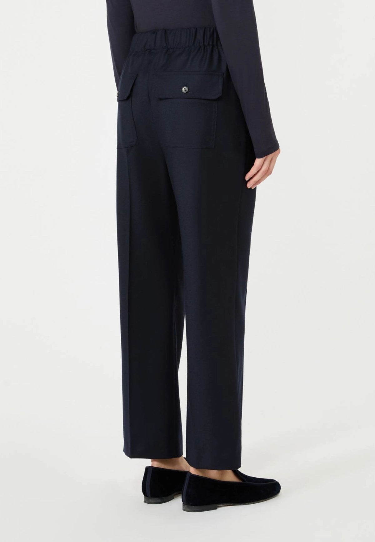 Weekend Max Mara - Pantalone Dritto in Flanella di Lana Stretch 