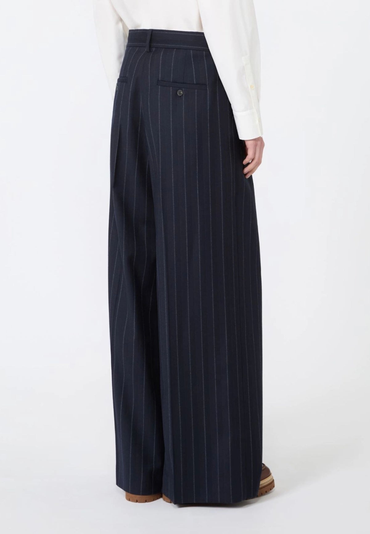 Weekend Max Mara - Pantalone Sartoriale Wide Leg in Flanella Gessata 