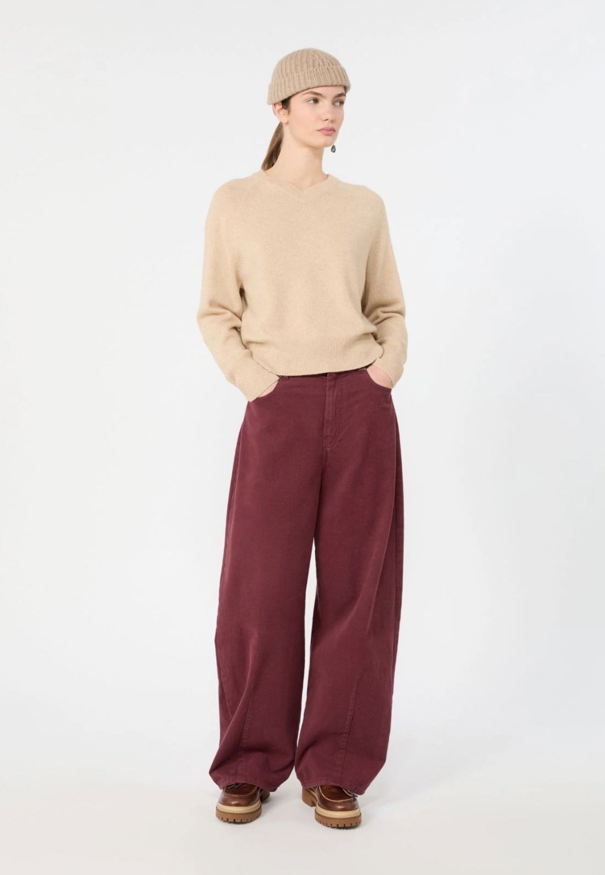 Weekend Max Mara - Pantalone Barrel Leg in Drill di Cotone 