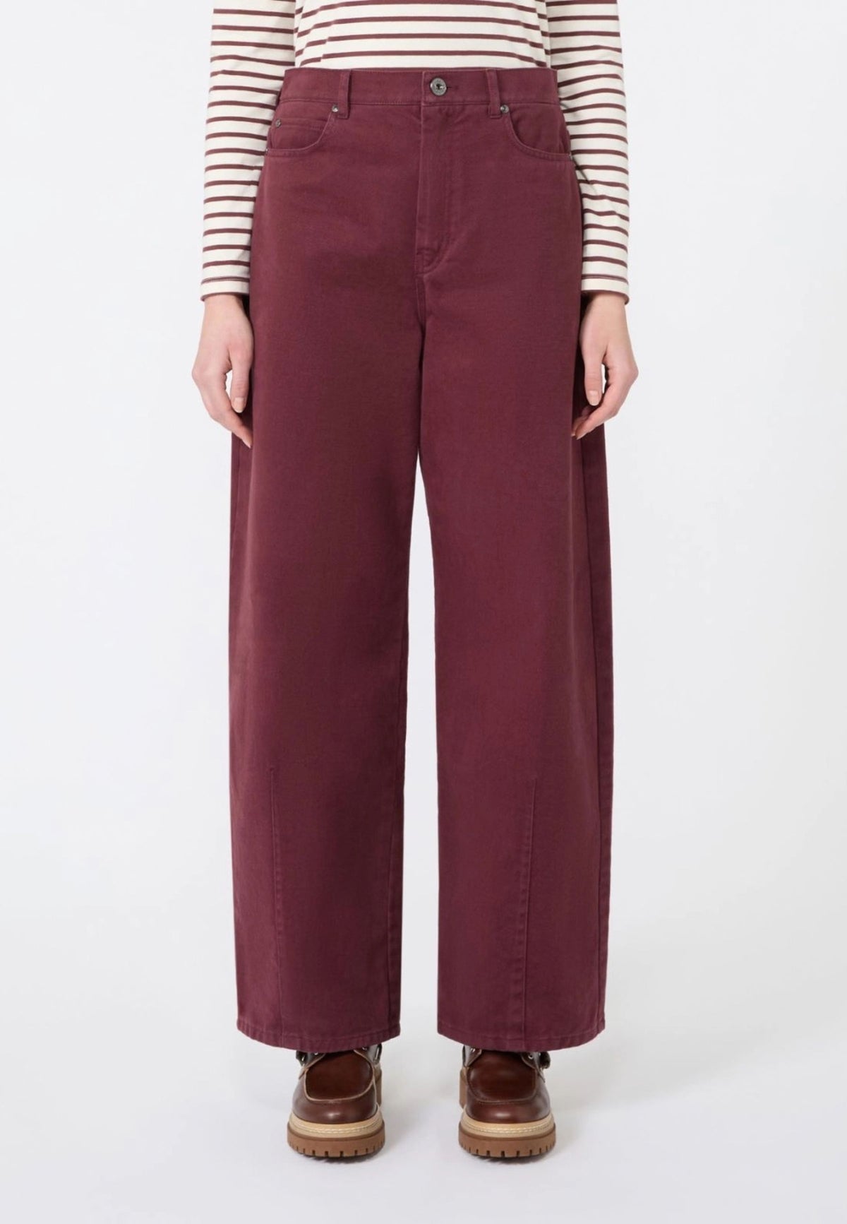 Weekend Max Mara - Pantalone Barrel Leg in Drill di Cotone 