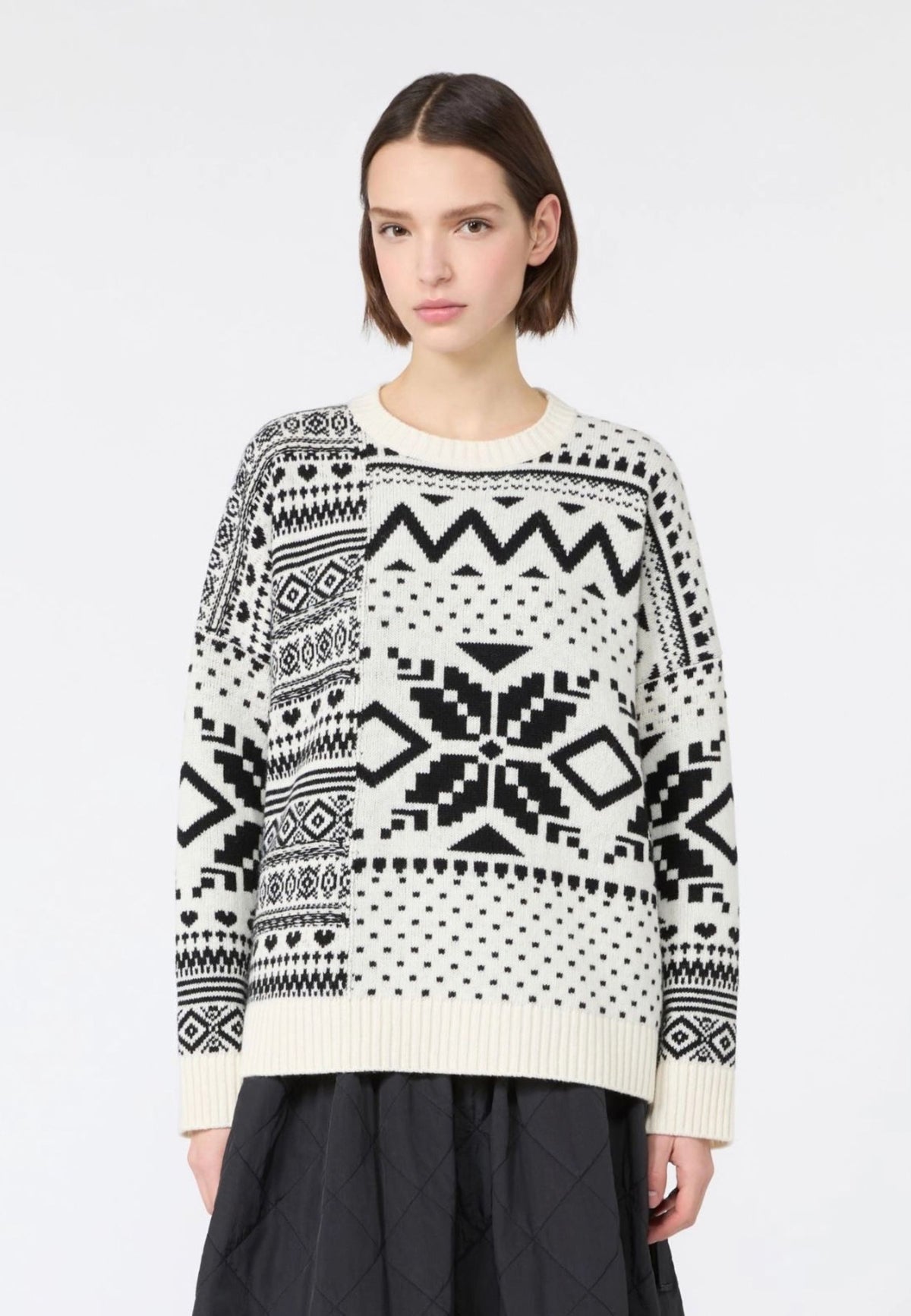 Weekend Max Mara - Maglia Girocollo Jacquard in Pura Lana 