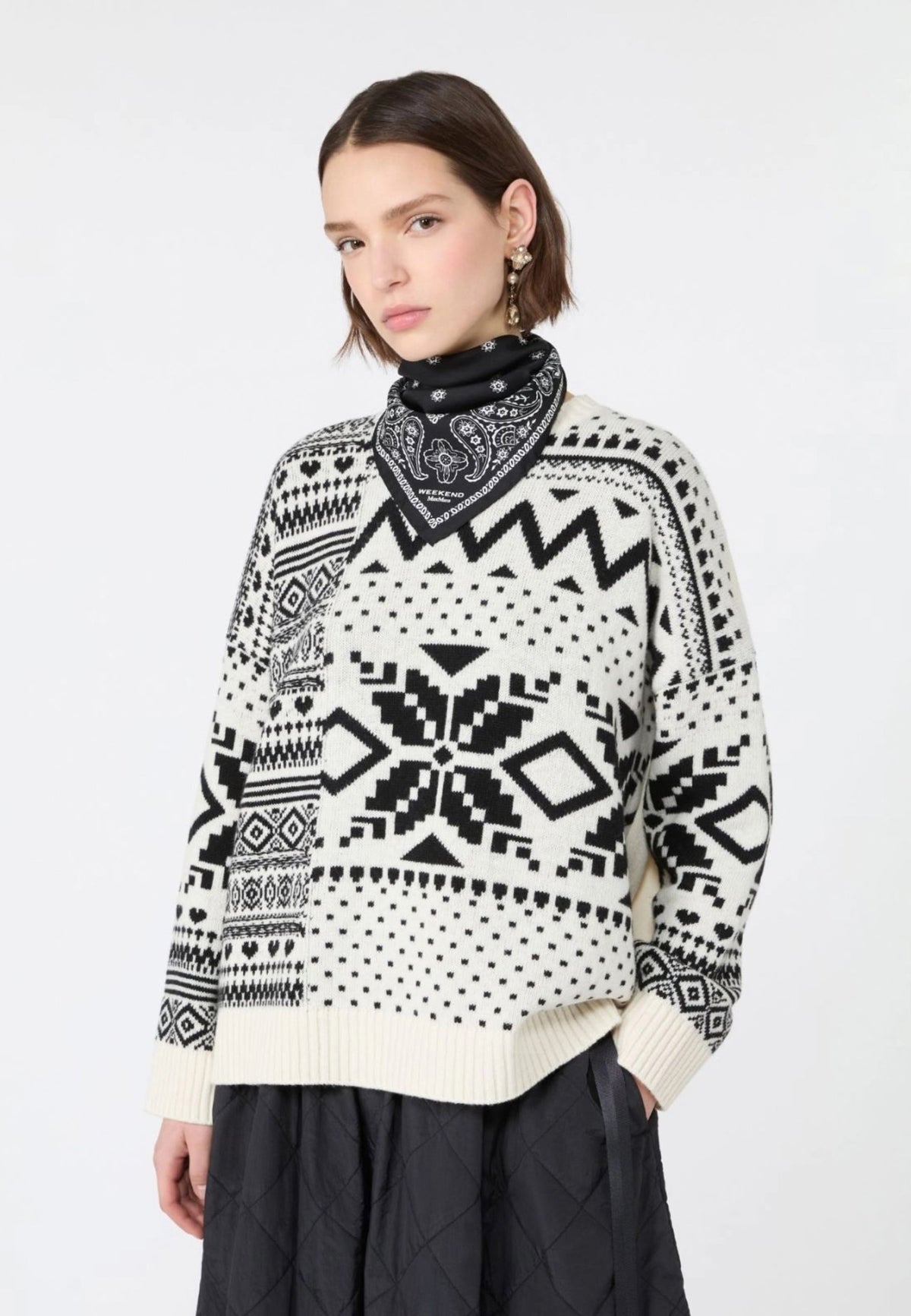 Weekend Max Mara - Maglia Girocollo Jacquard in Pura Lana 