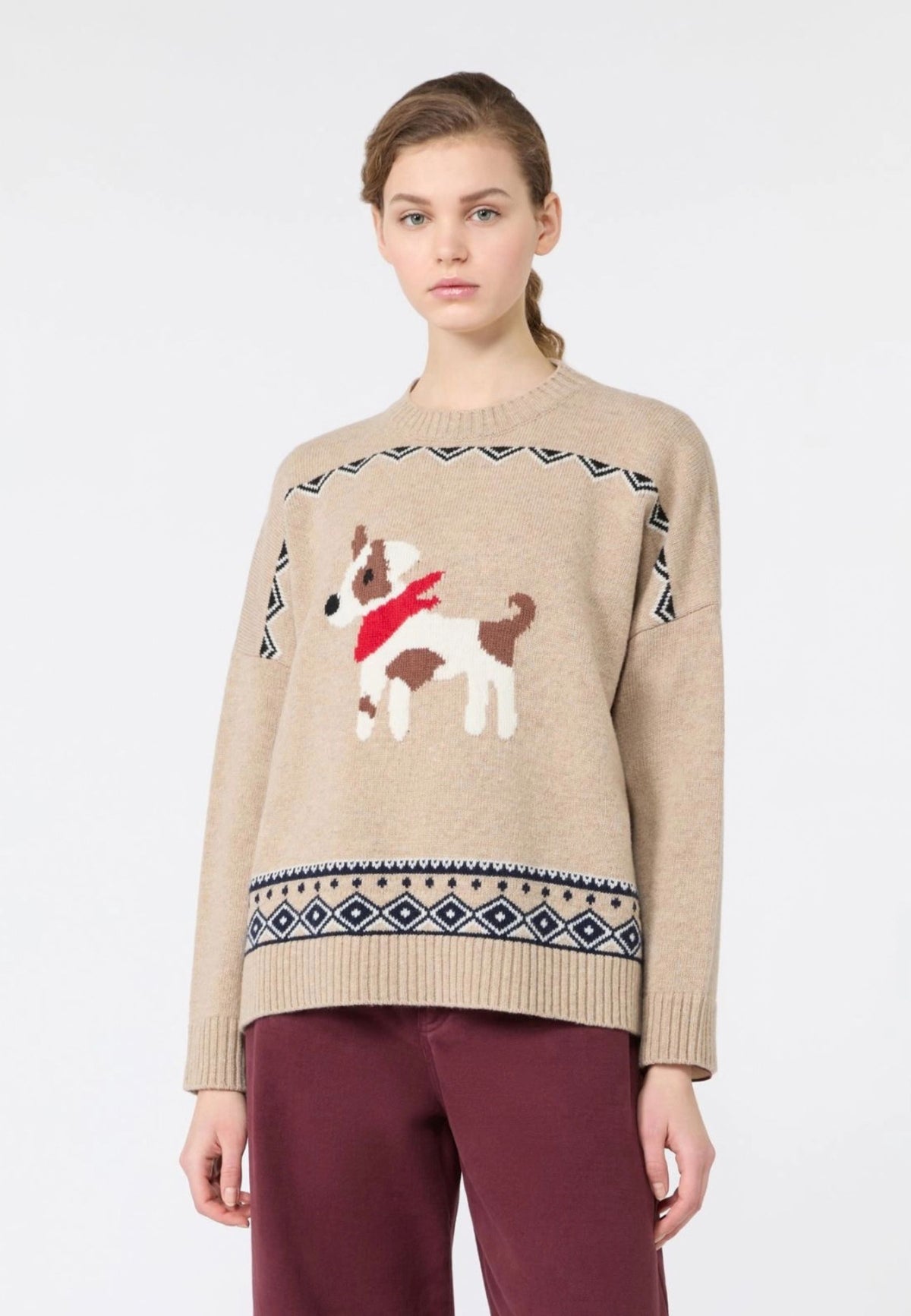 Weekend Max Mara - Maglia Girocollo Jacquard in Pura Lana 