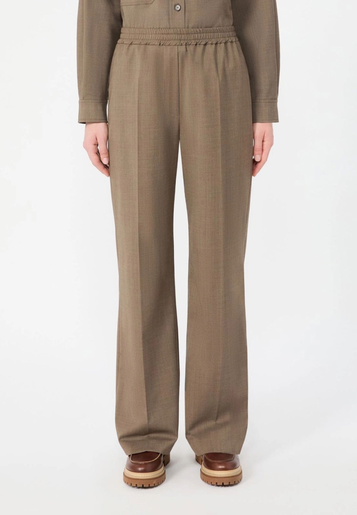 Weekend Max Mara - Pantalone Dritto in Batavia di Lana Stretch 