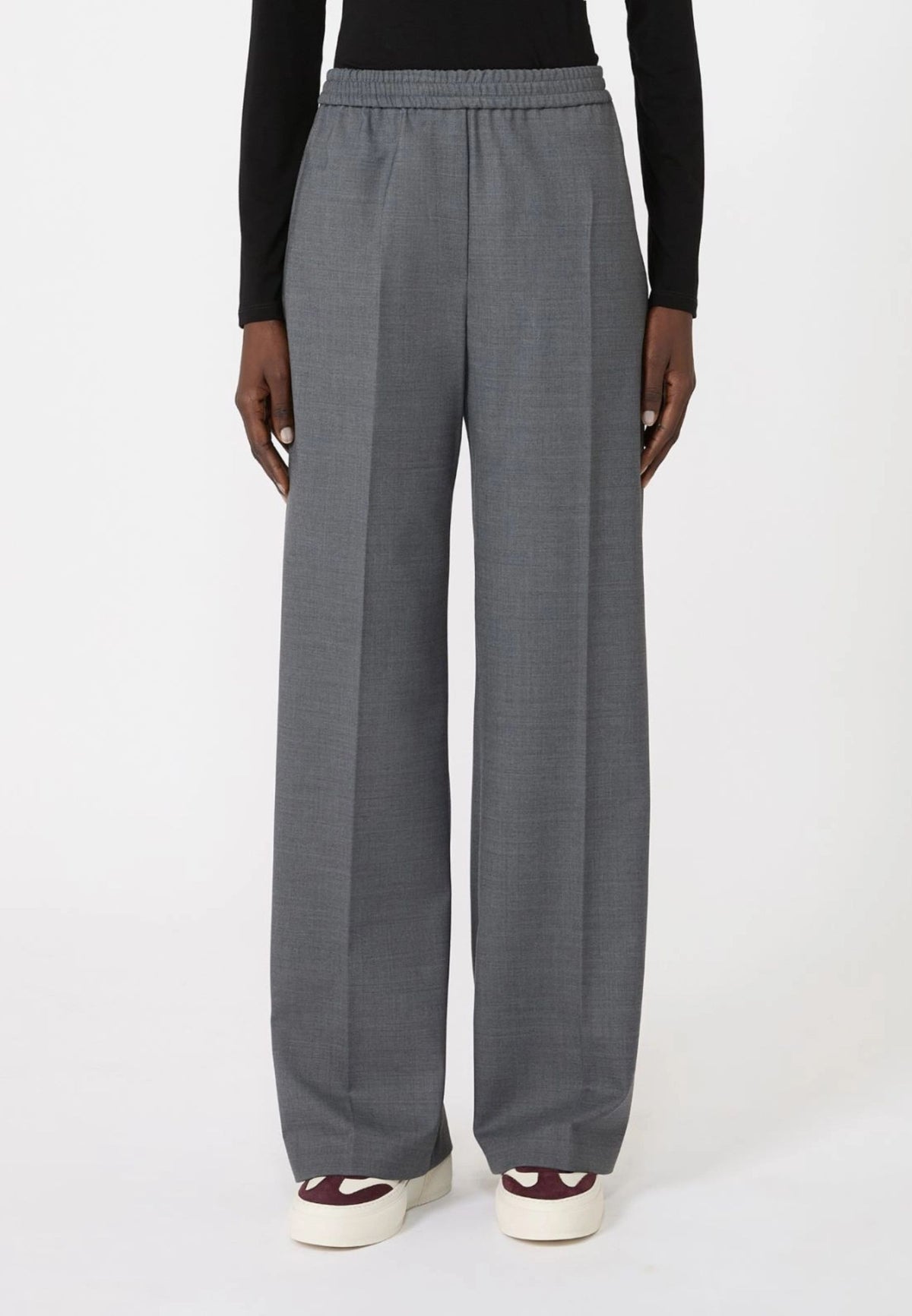 Weekend Max Mara - Pantalone Dritto in Batavia di Lana Stretch 