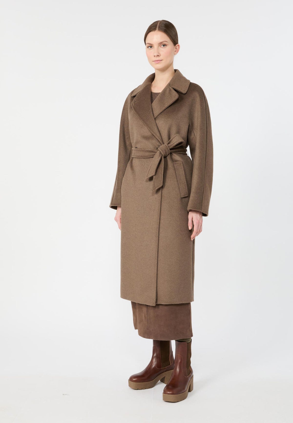 Weekend Max Mara - Cappotto Lungo in Pura Lana con Cintura 