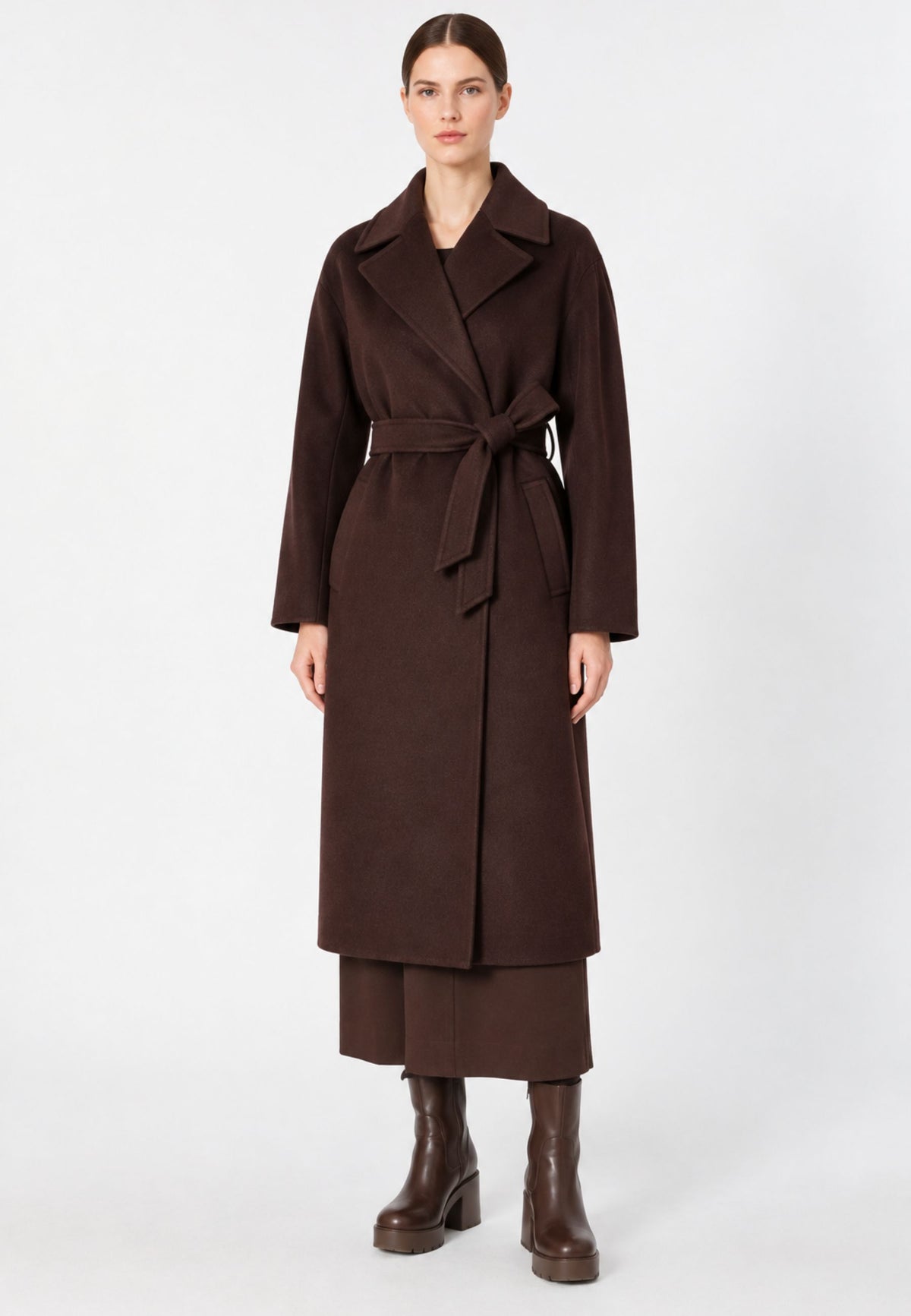 Weekend Max Mara - Cappotto Lungo in Pura Lana con Cintura 