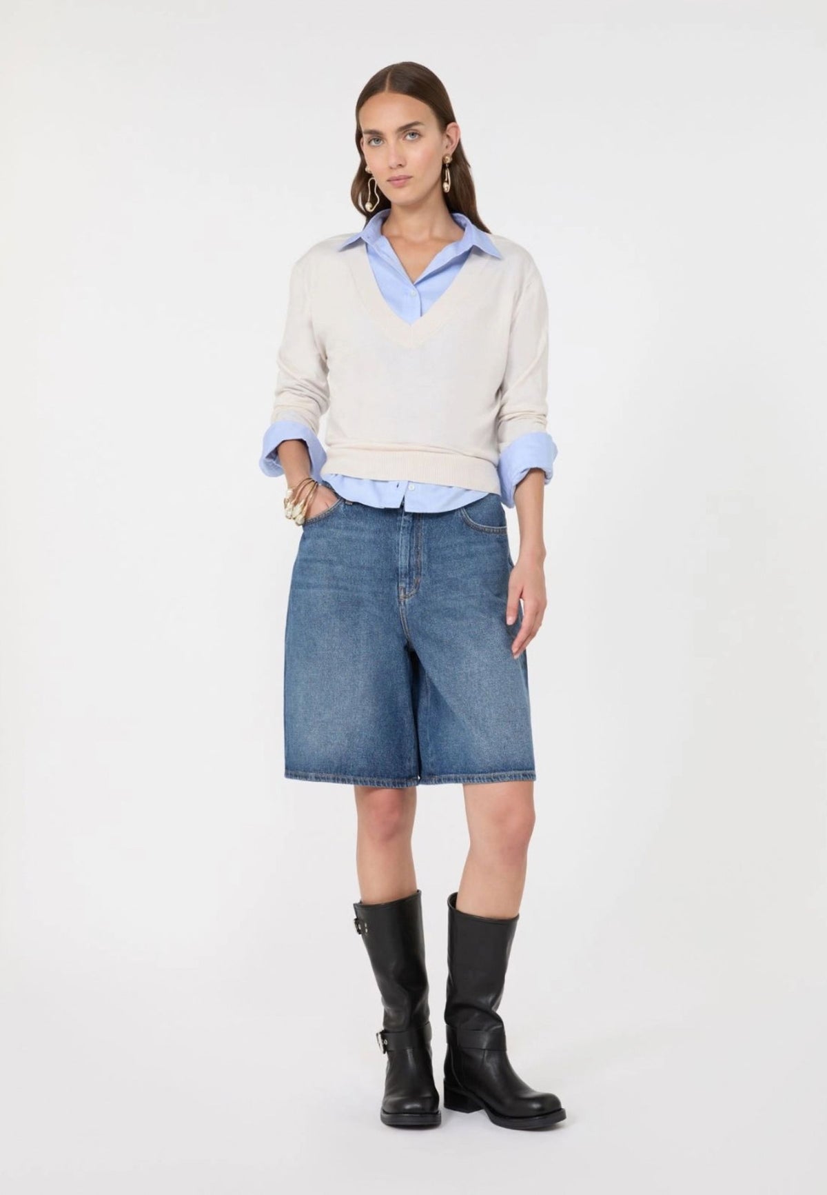 Weekend Max Mara - Maglia Scollo a V in Lana, Seta e Cashmere 