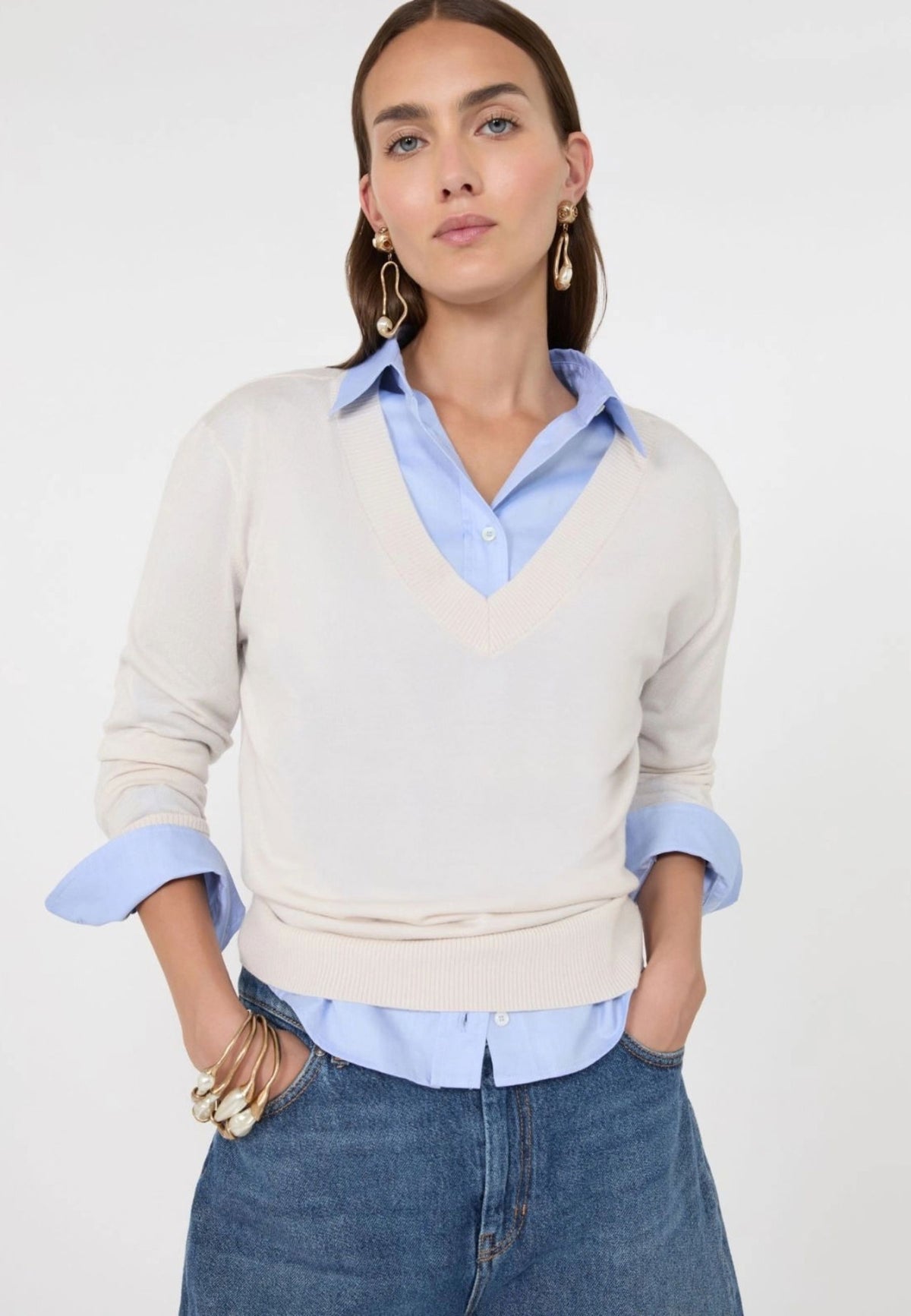 Weekend Max Mara - Maglia Scollo a V in Lana, Seta e Cashmere 