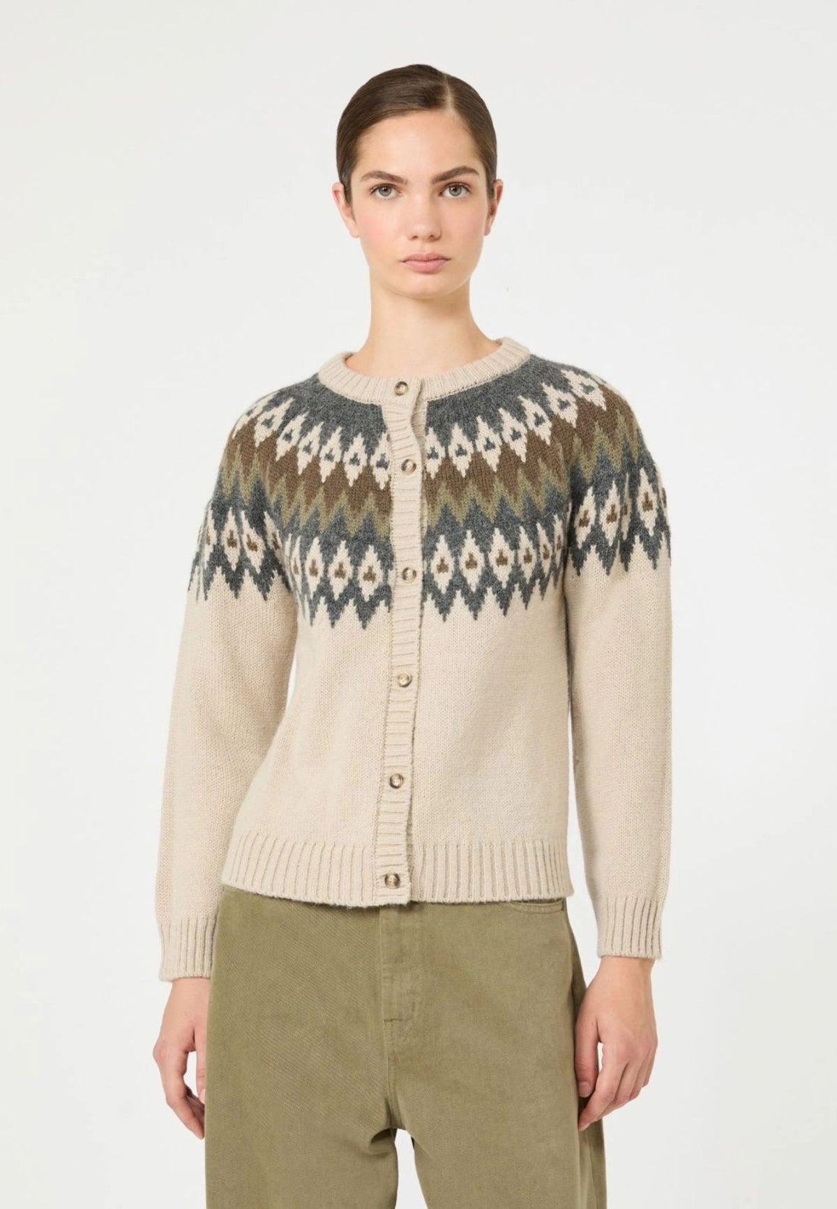 Weekend Max Mara - Cardigan Jacquard in Misto Alpaca e Lana 