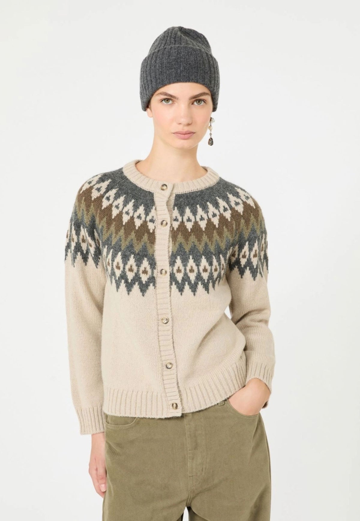 Weekend Max Mara - Cardigan Jacquard in Misto Alpaca e Lana 