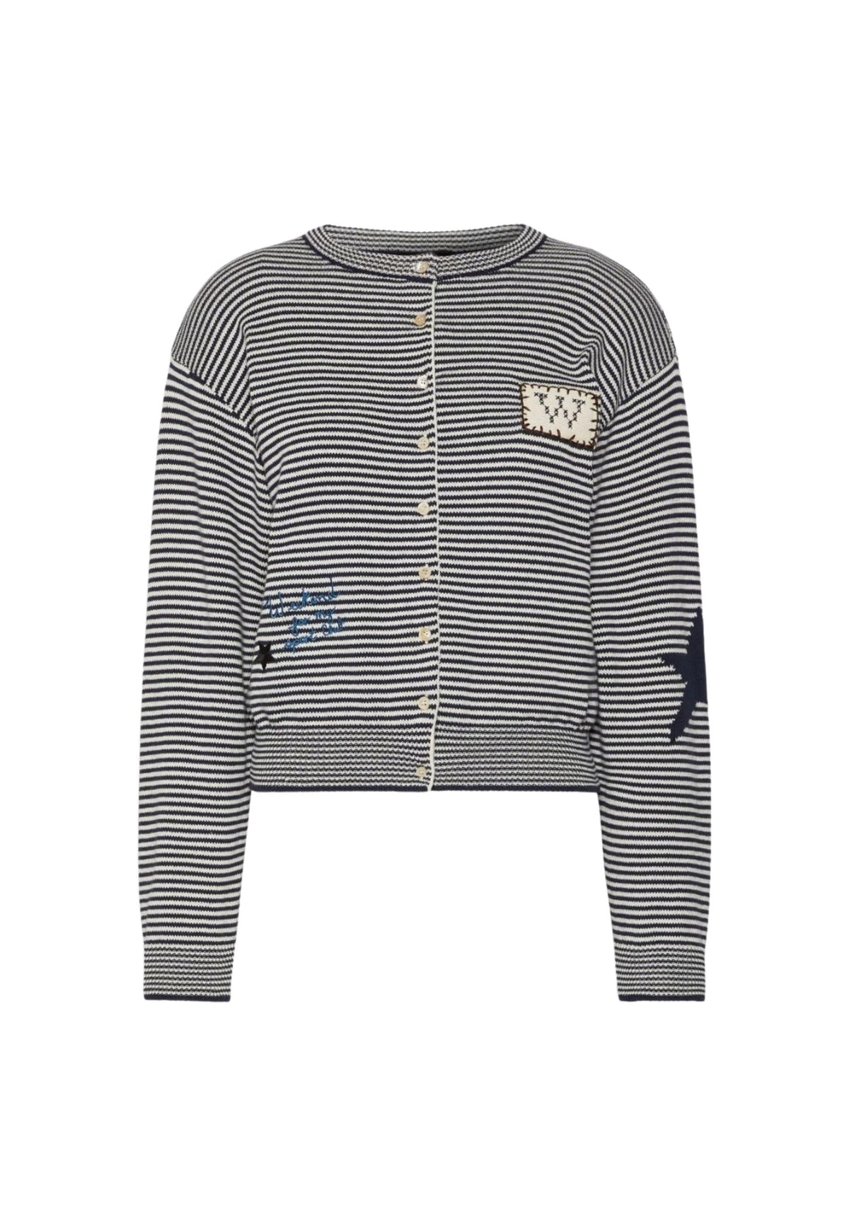 Weekend Max Mara - Cardigan Girocollo in Cotone con Intarsi 