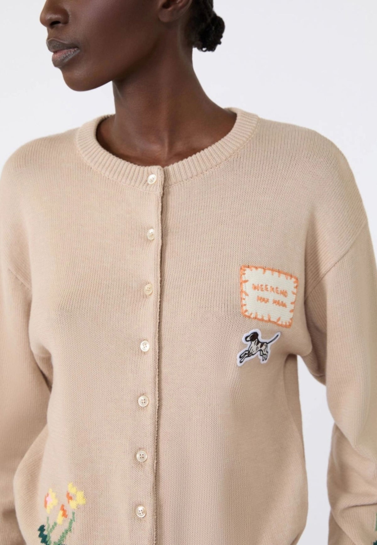Weekend Max Mara - Cardigan Girocollo in Cotone con Intarsi 