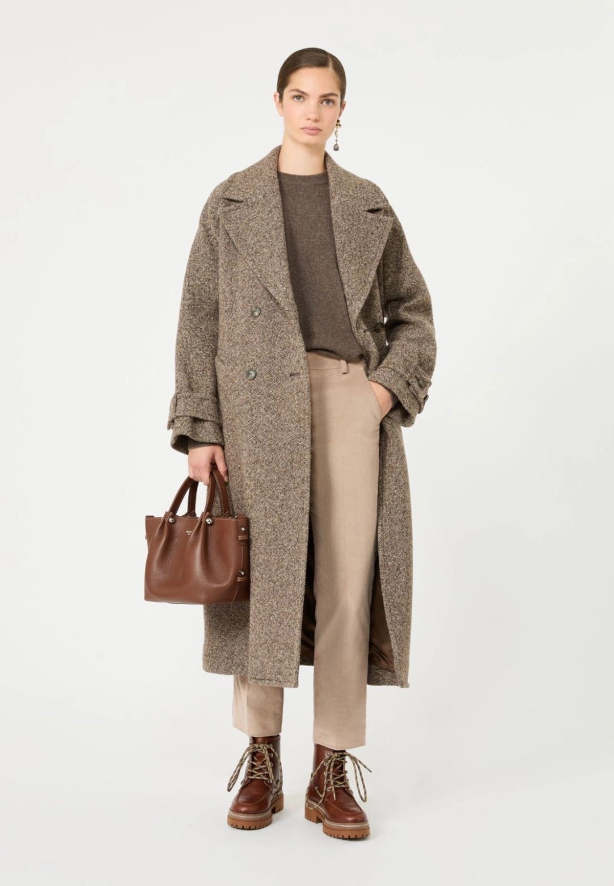 Weekend Max Mara - Cappotto Lungo Doppiopetto in Lana con Cintura 