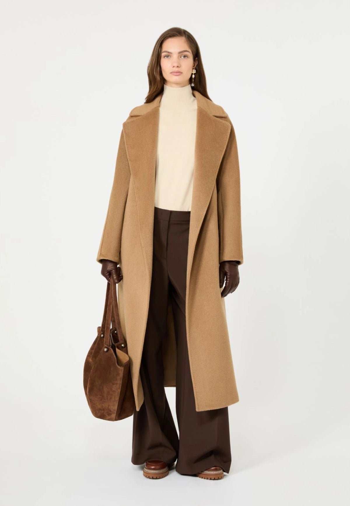 Weekend Max Mara - Cappotto Lungo in Lana, Alpaca e Mohair con Cintura 