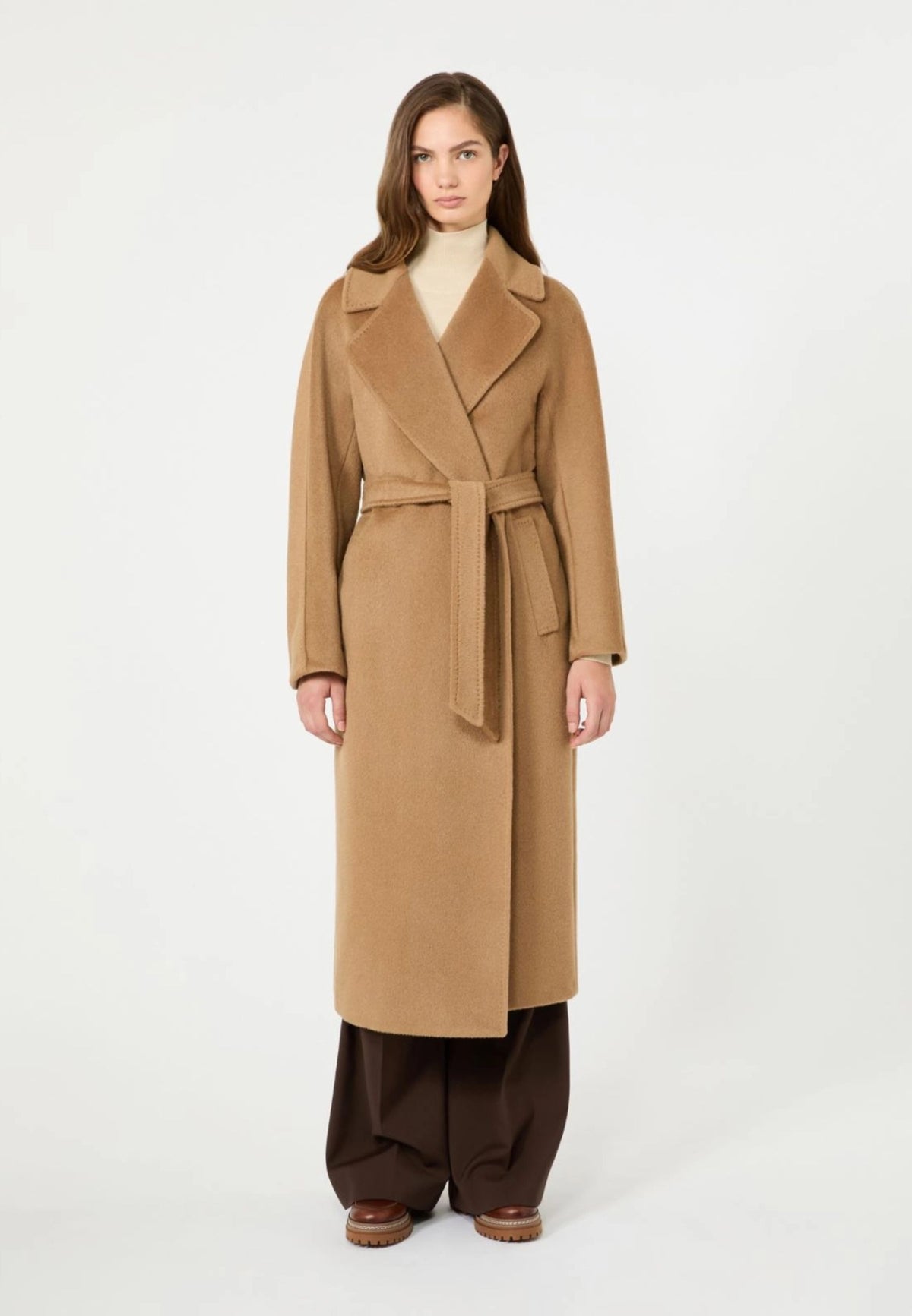 Weekend Max Mara - Cappotto Lungo in Lana, Alpaca e Mohair con Cintura 