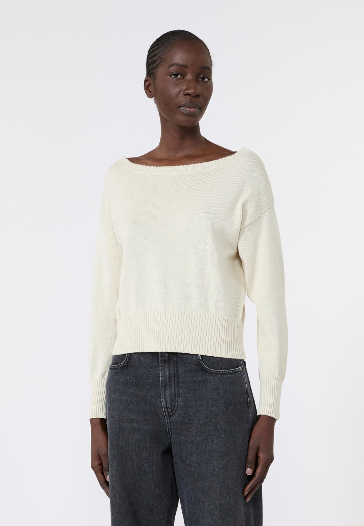 Weekend Max Mara - Maglia in puro cotone con scollo a barchetta 