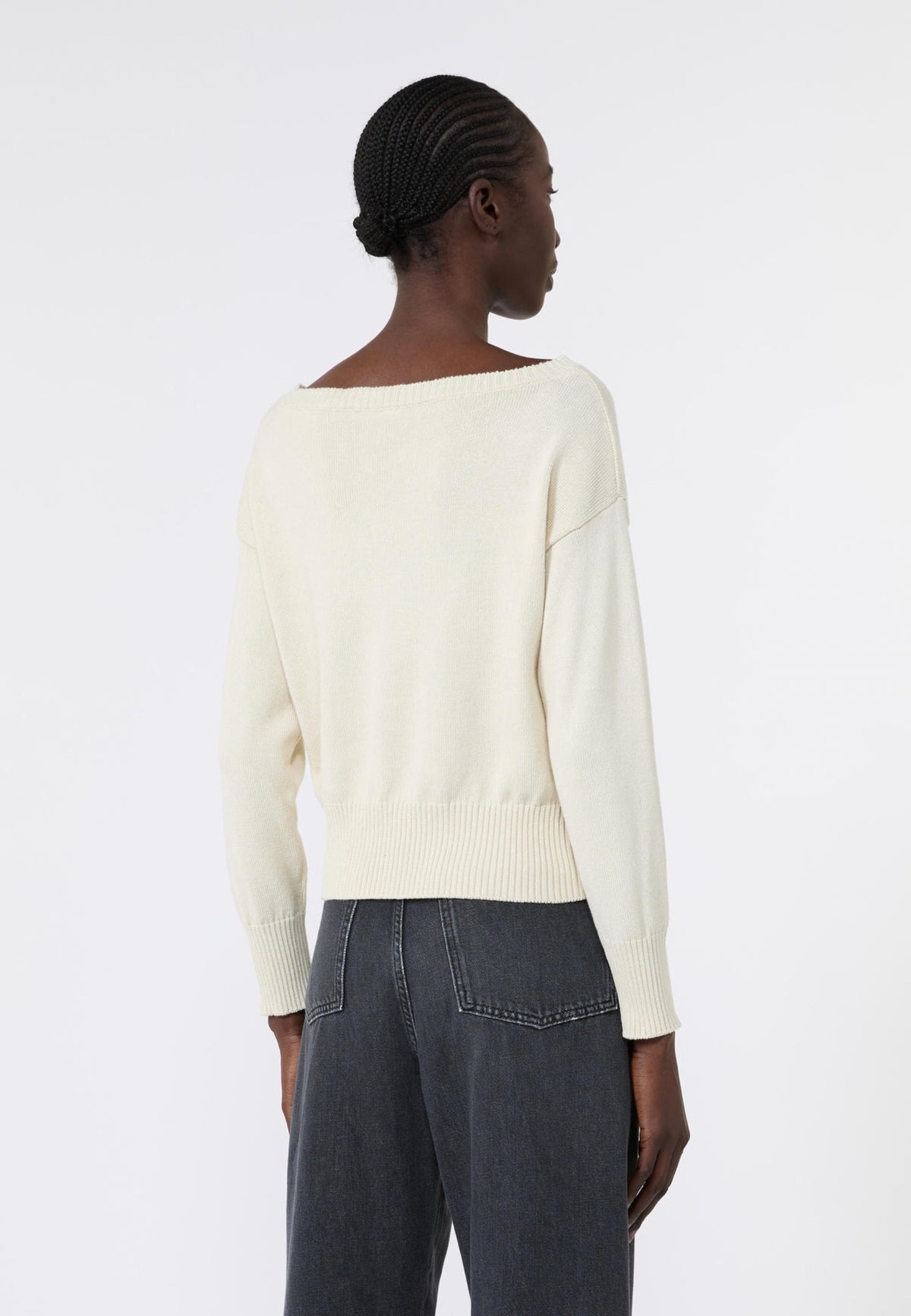Weekend Max Mara - Maglia in puro cotone con scollo a barchetta 