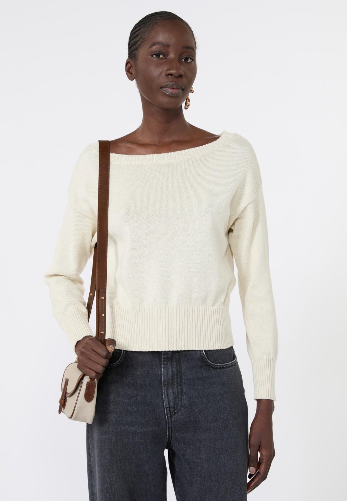 Weekend Max Mara - Maglia in puro cotone con scollo a barchetta 