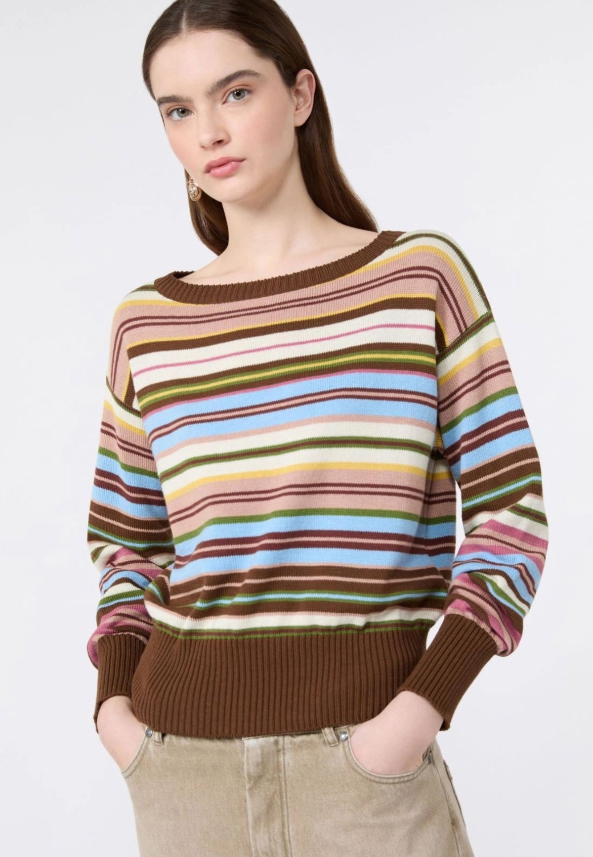 Weekend Max Mara - Maglia in Puro Cotone con Scollo a Barchetta 