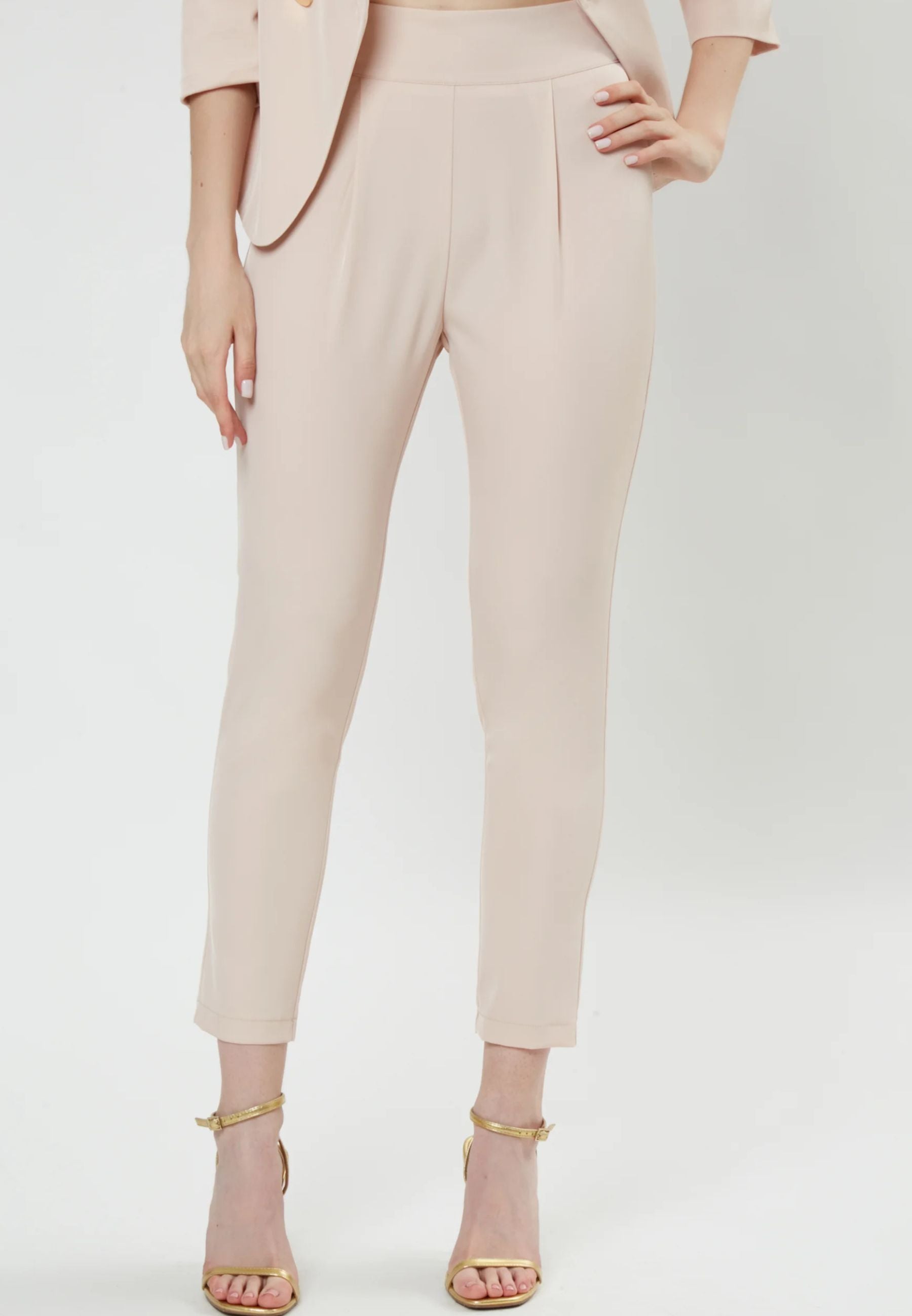 Pantalone cipria a vita alta 