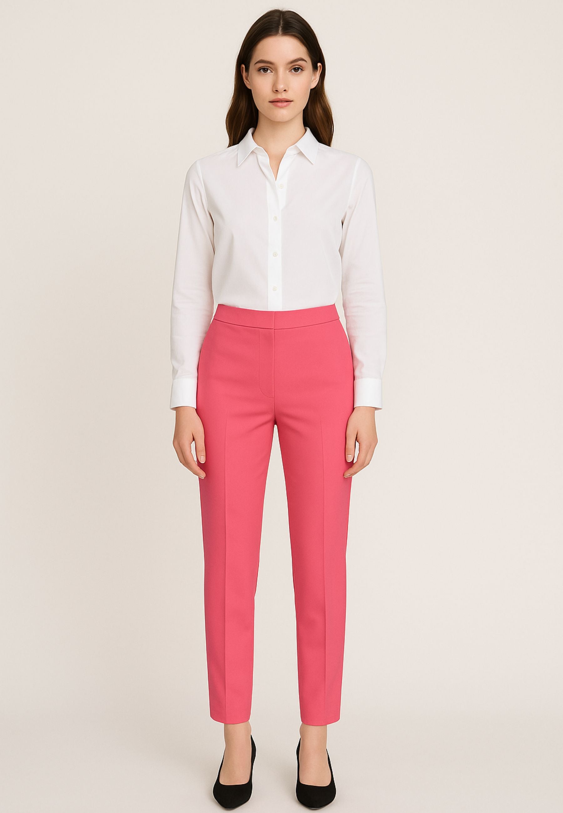 CLIPS - Pantalone in cotone rosa corallo 