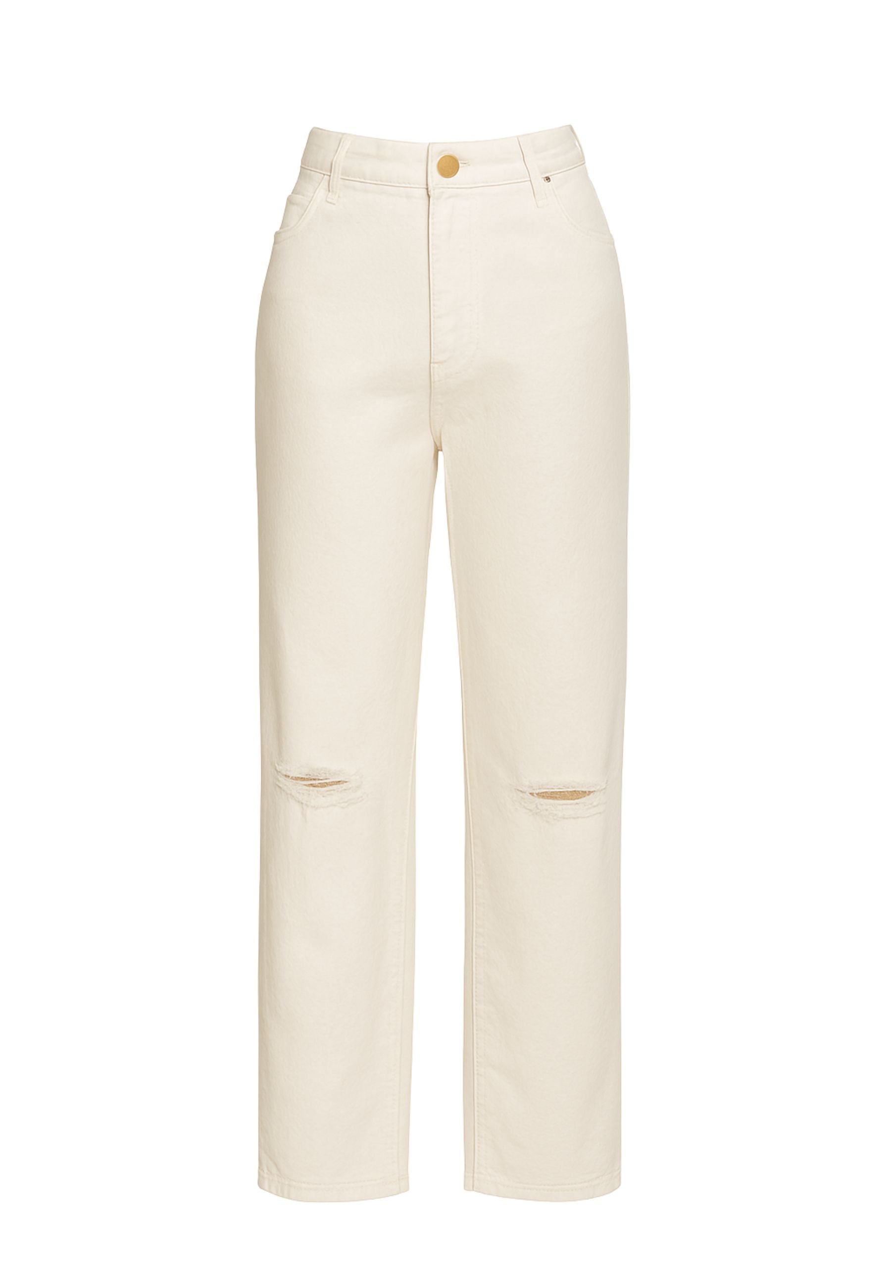Jeans Donna a Gamba Dritta con Strappi - Colore Bianco 