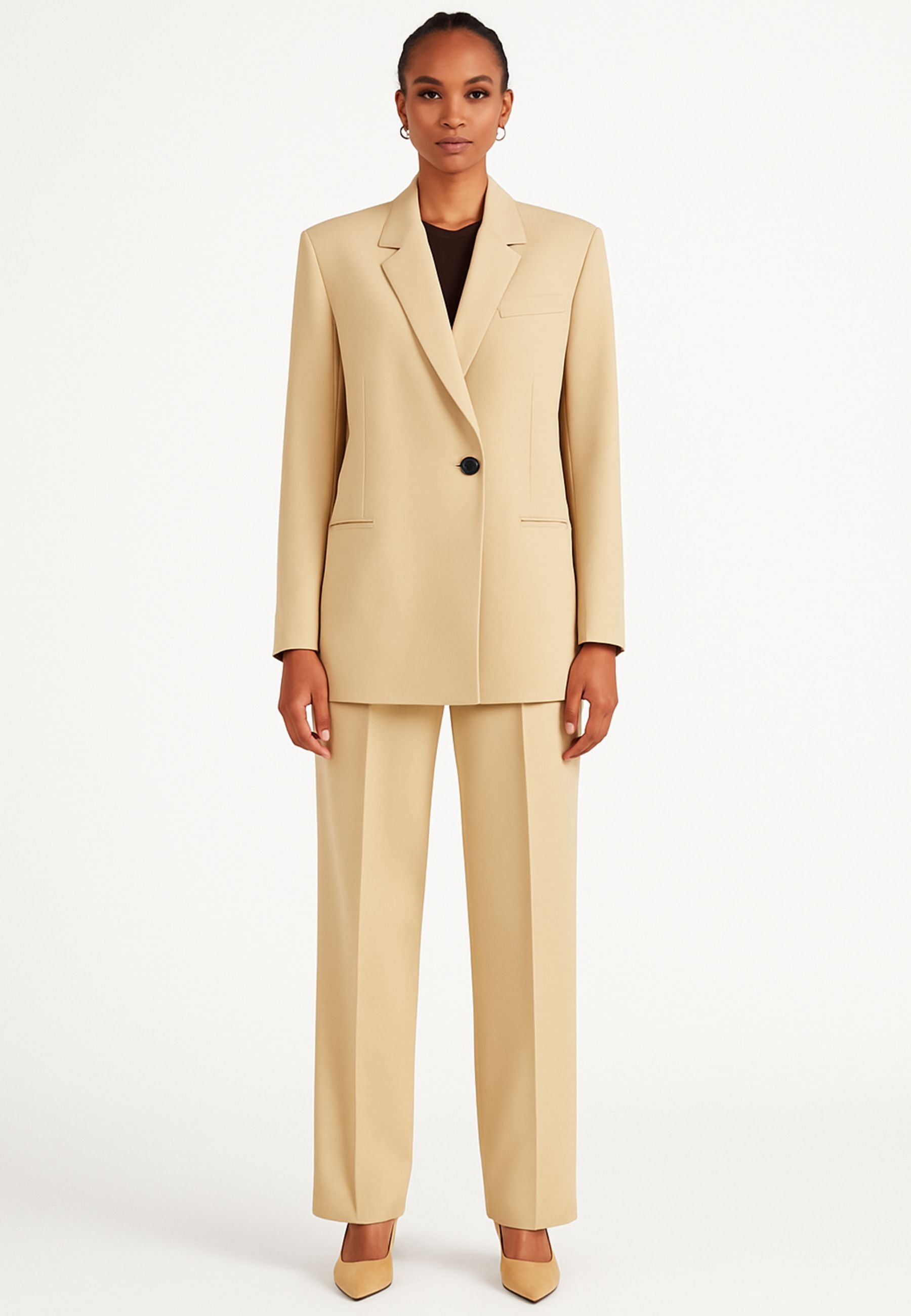 Giacca Donna Beige Sabbia con Bottoni Sartoriali 