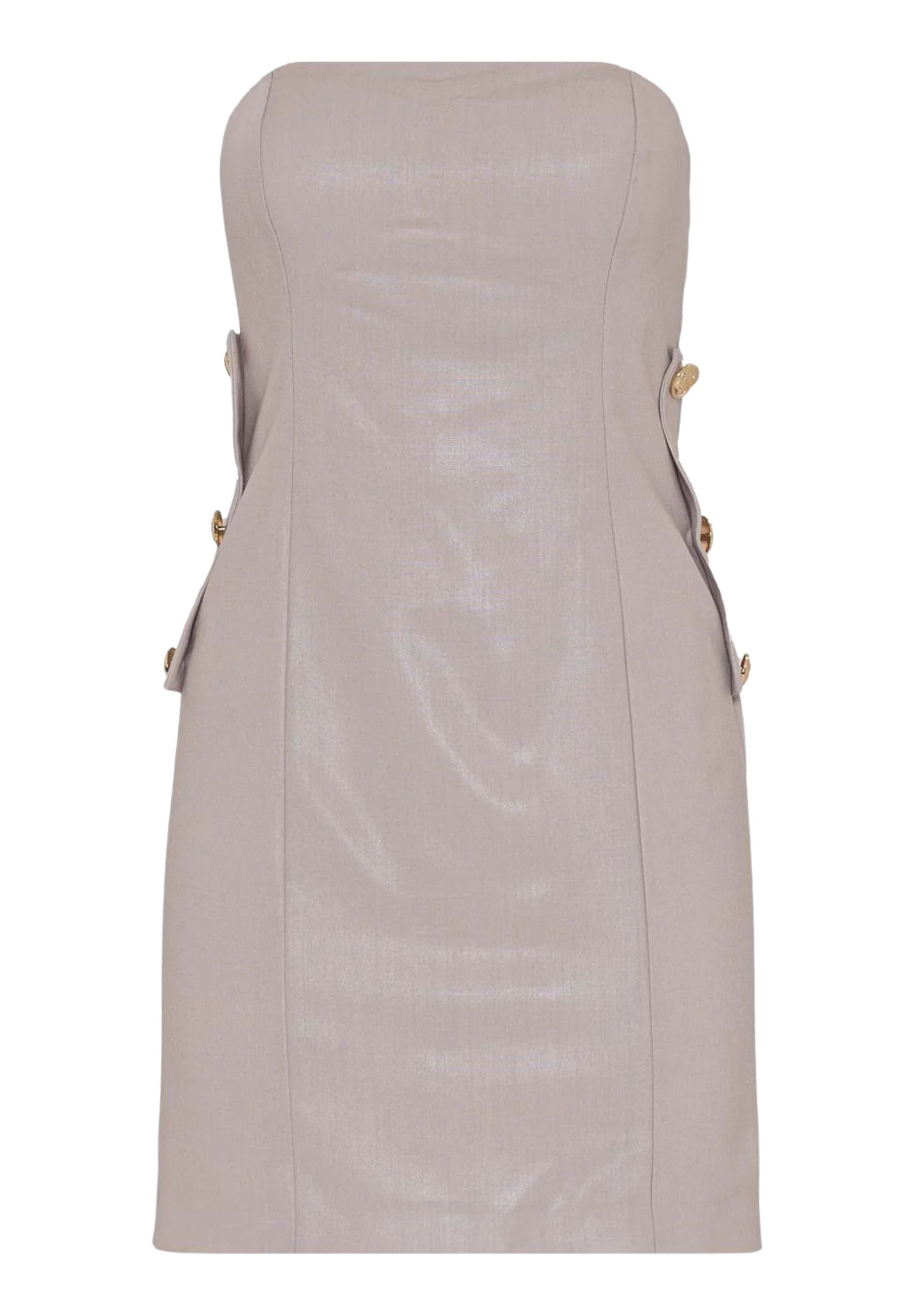Abito corto bustier in poliviscosa con placcatura trasparente 