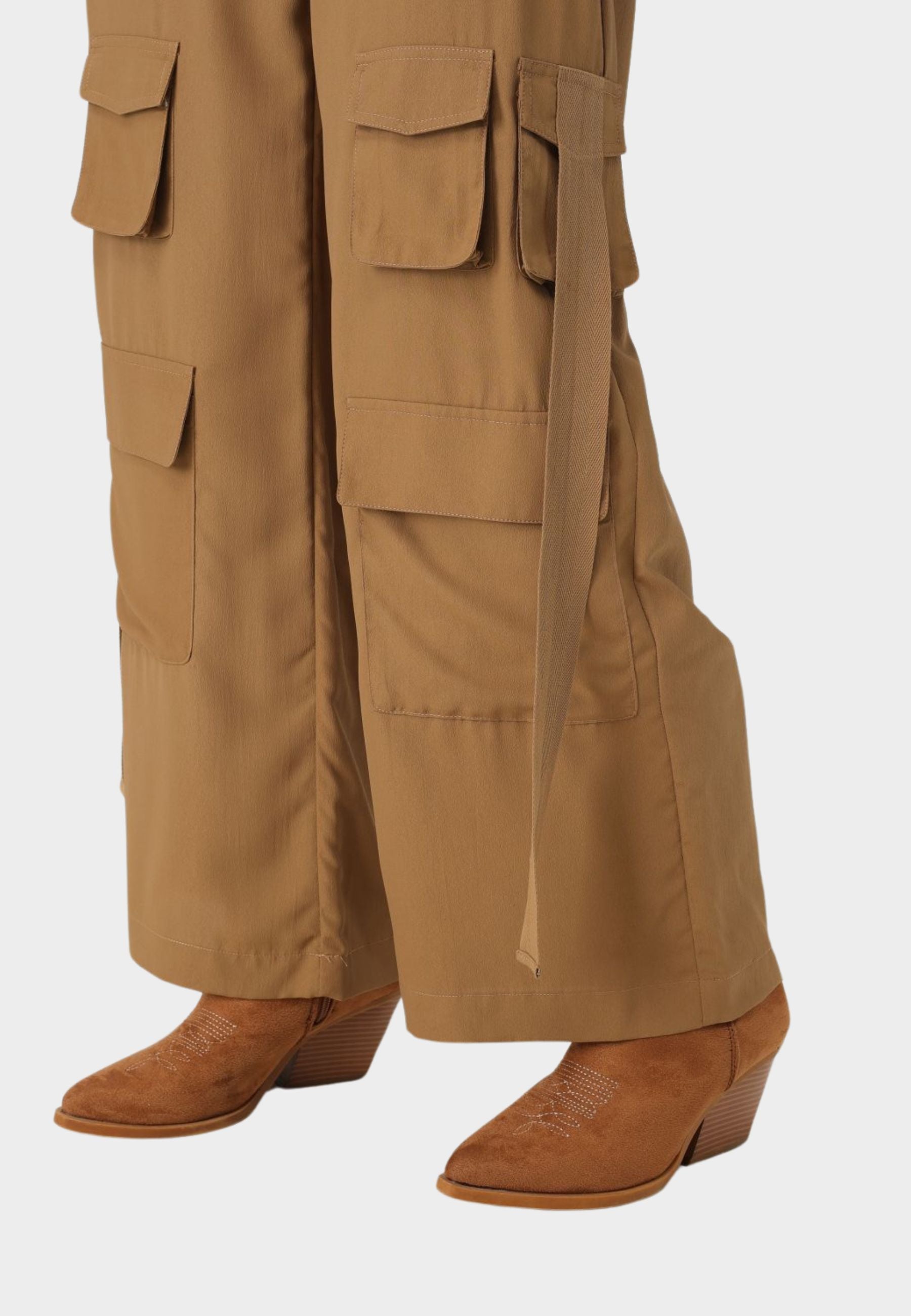Pantaloni cargo in crêpe de Chine 