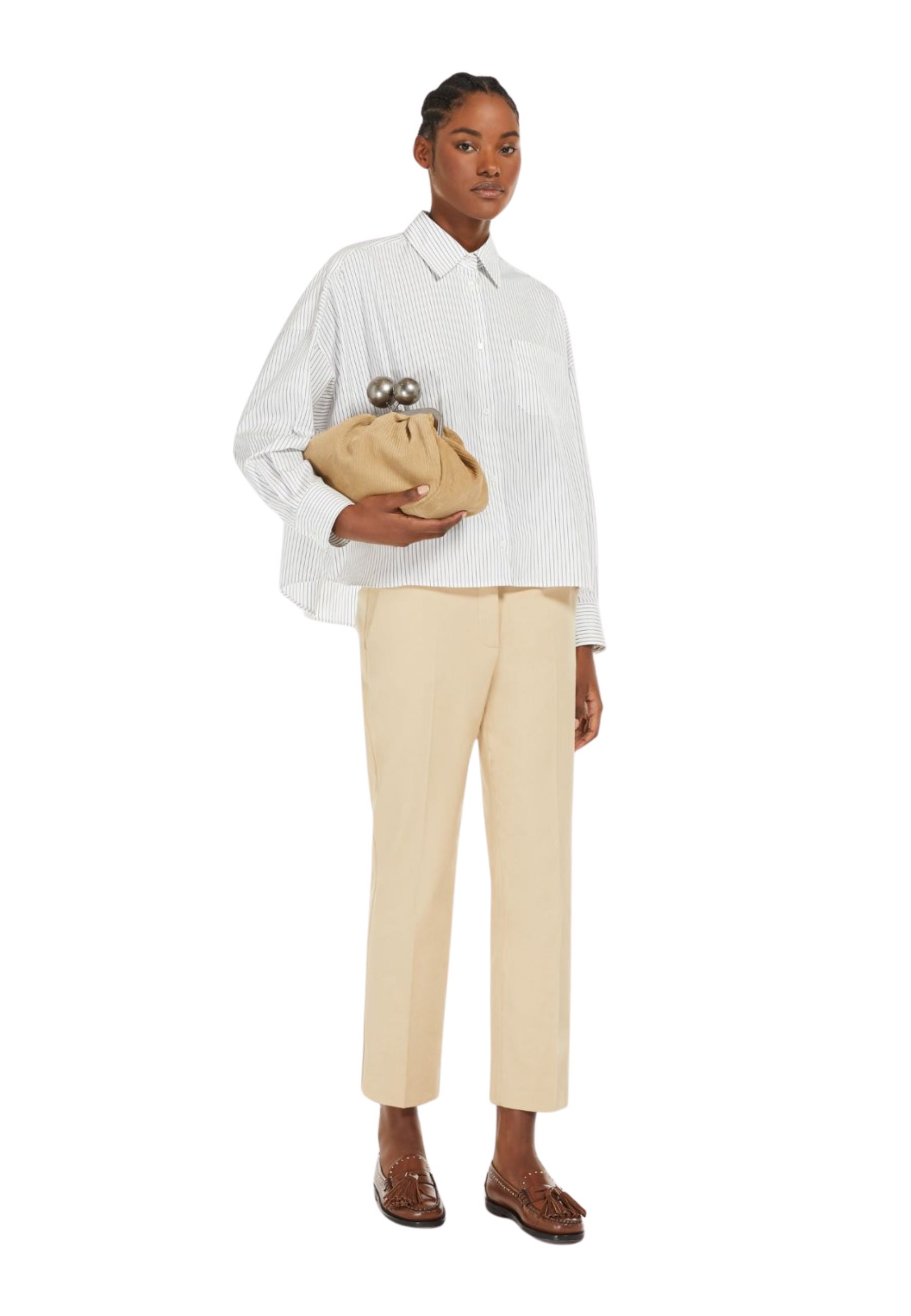 Pantalone a sigaretta in cotone stretch 