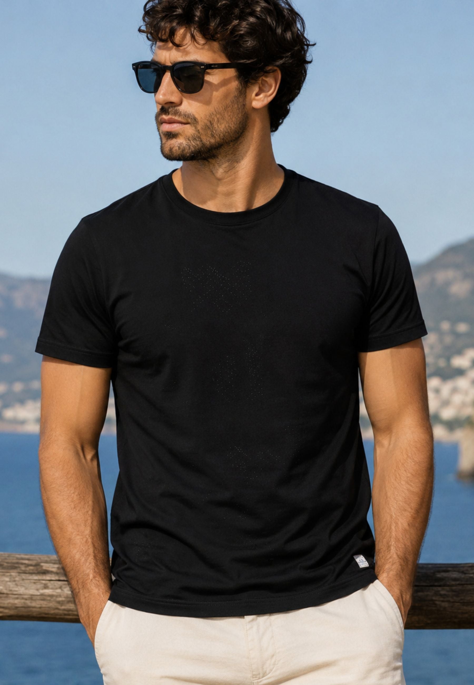 Baia 30 Remi - T-shirt in Filo di Scozia Nero 