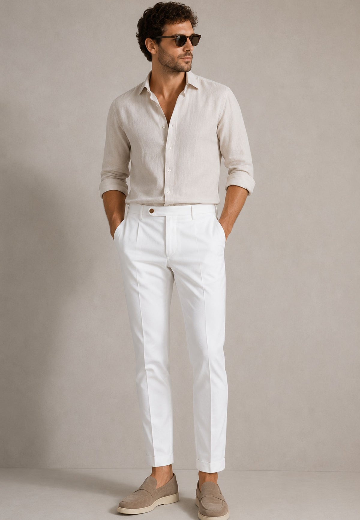 Pantalone Briglia Easy in Tencel e Cotone Stretch - Bianco 