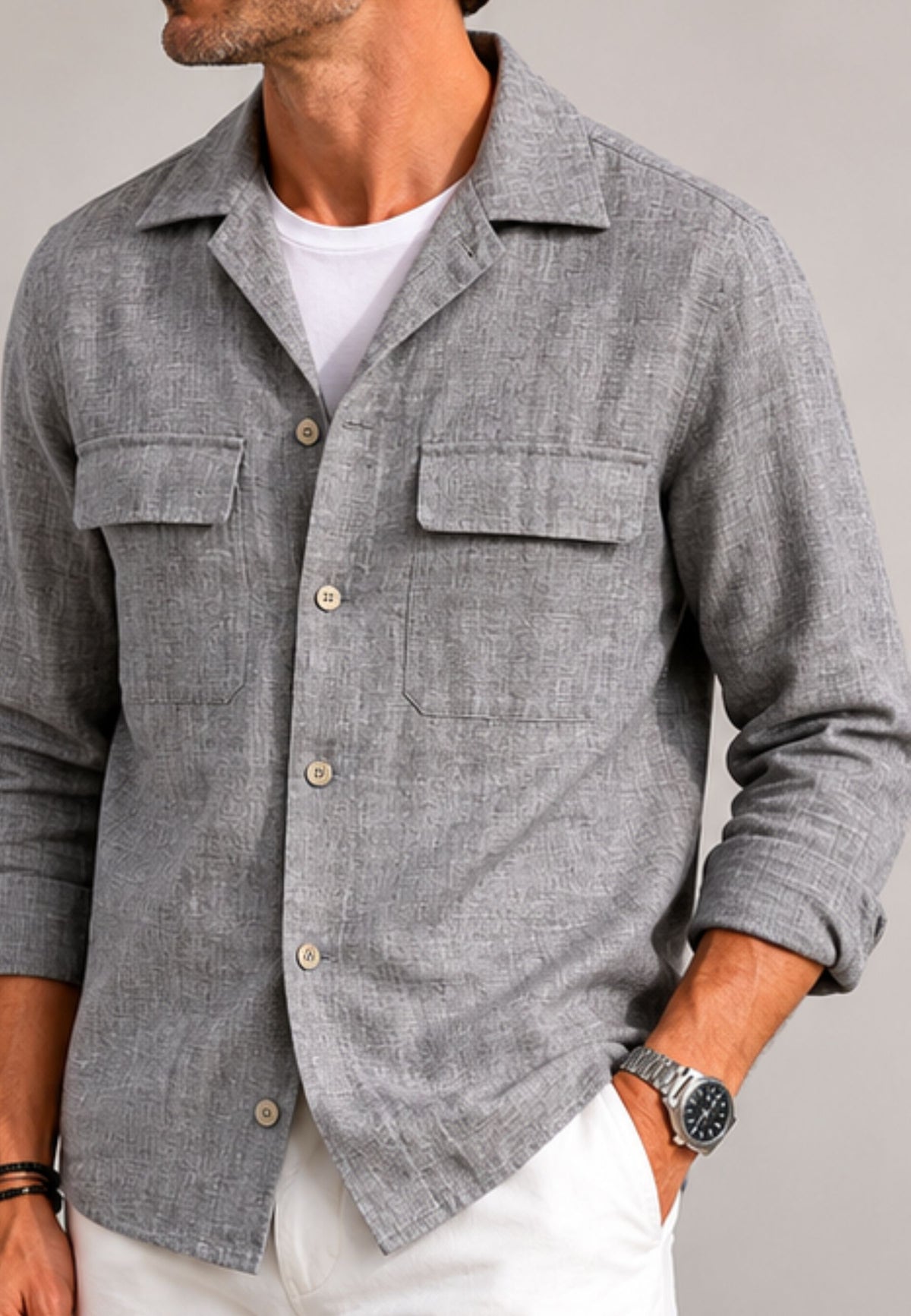 Camicia Giacca Briglia John in Lino Raffia 
