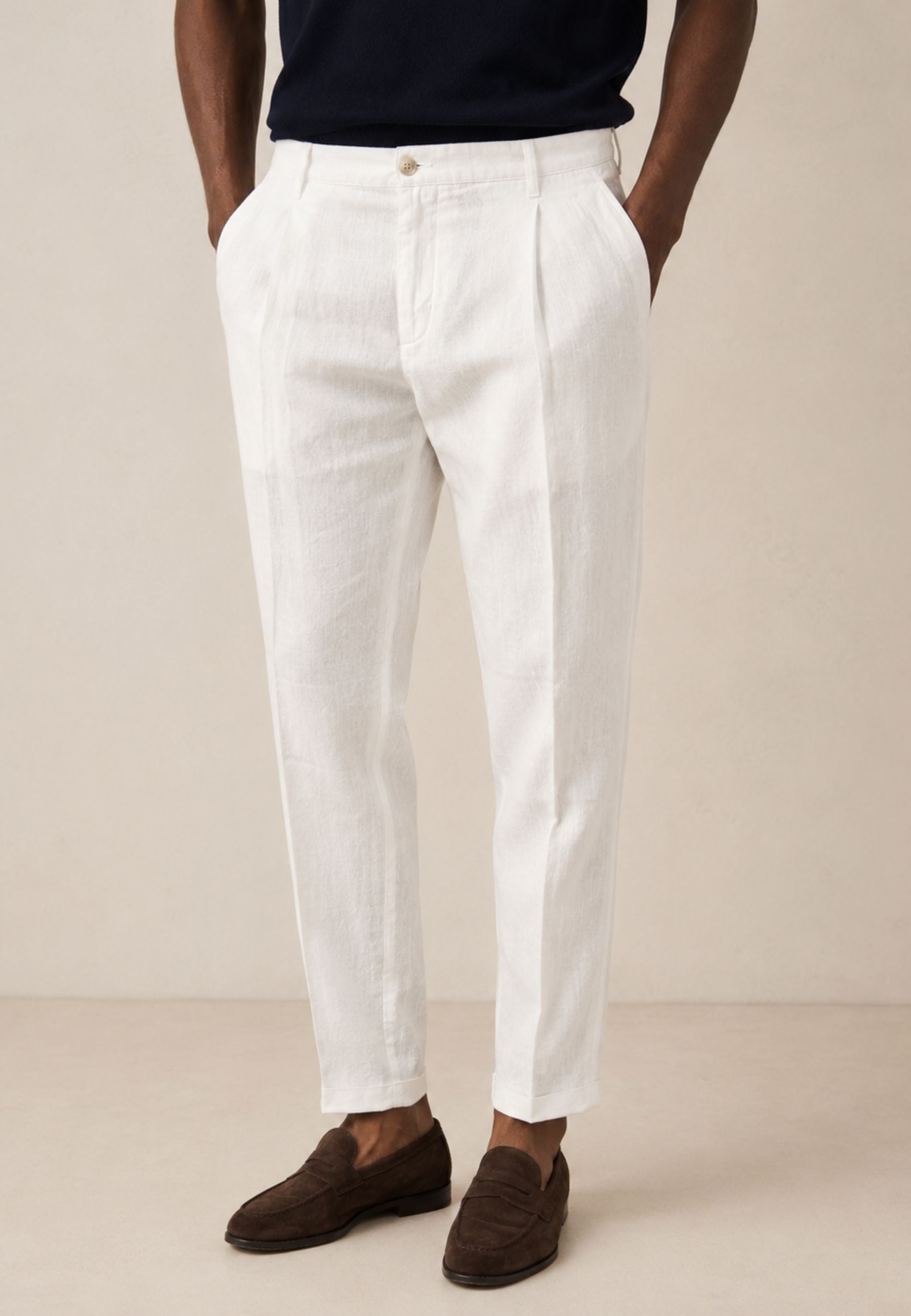 Pantalone Briglia 1949 in puro lino 100% - Bianco 