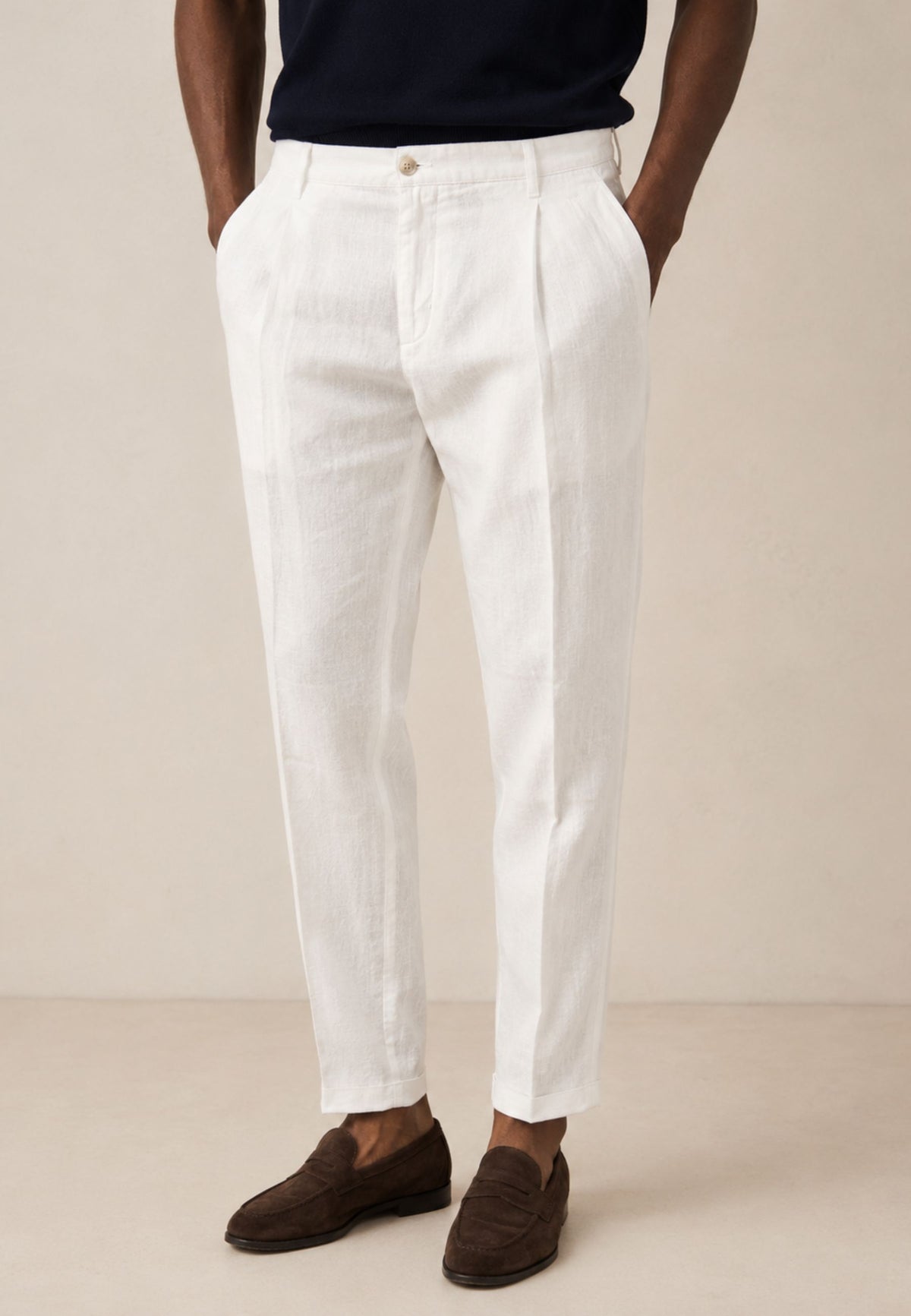 Pantalone Briglia 1949 in puro lino 100% - Bianco 